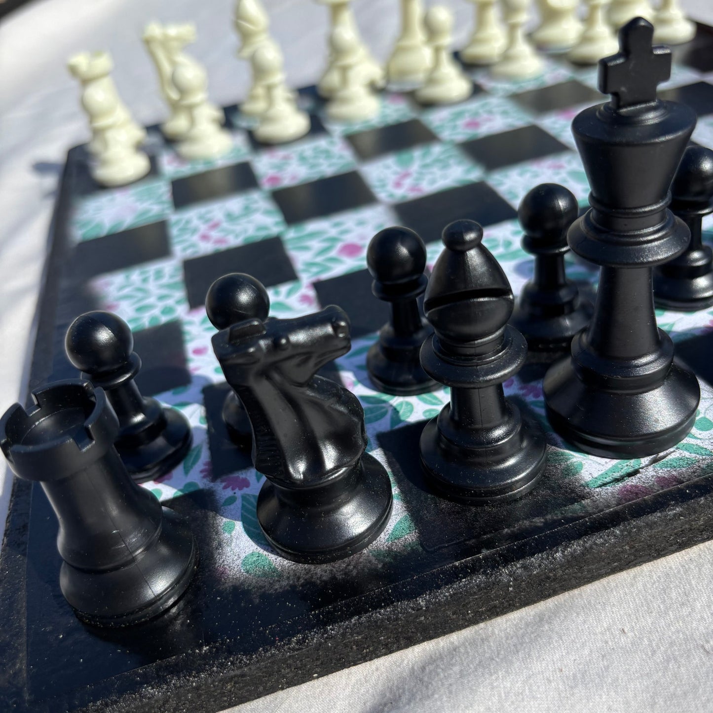 Vintage Flowers - Scrapbook Chess Set