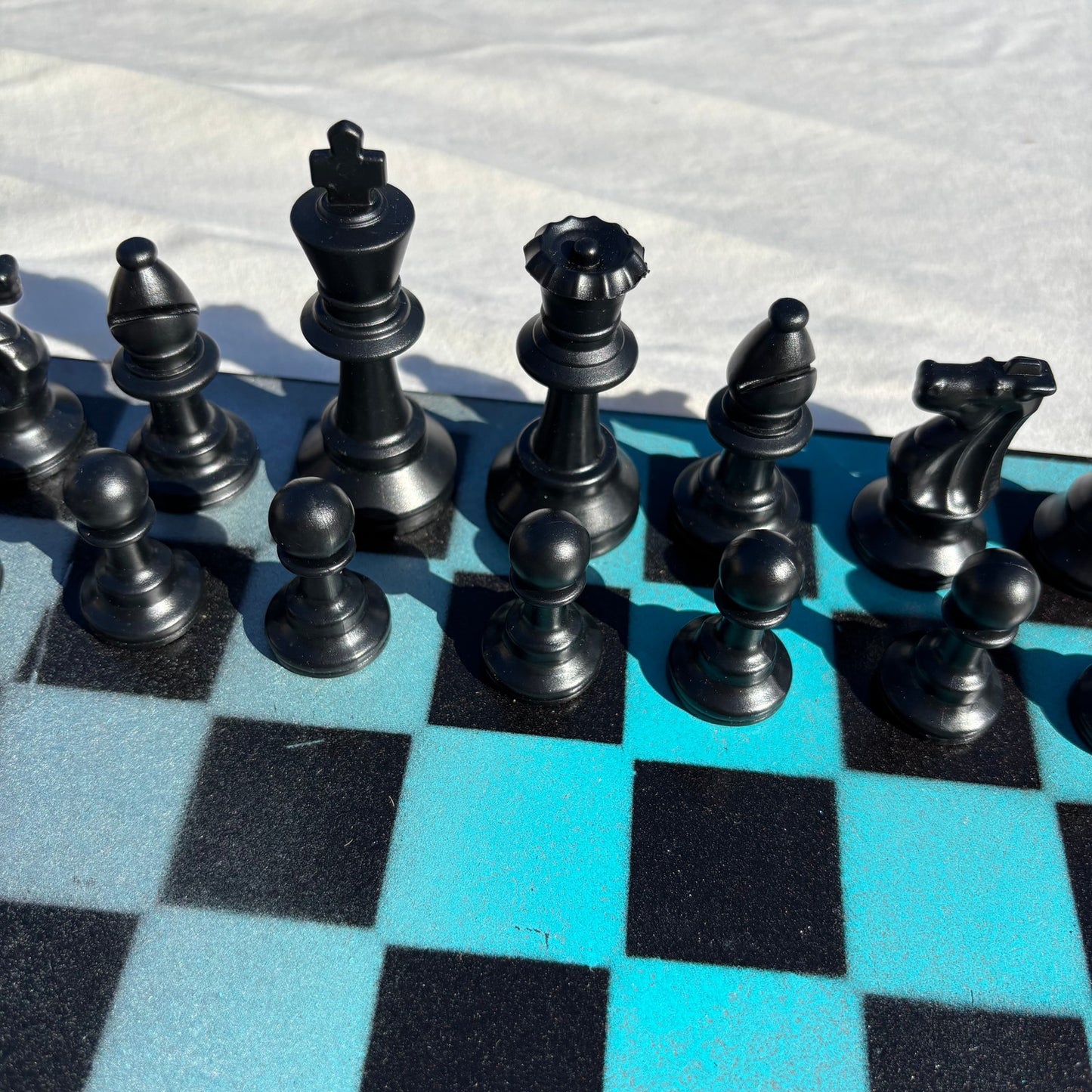 Blue & Gray - Painted Chess Set