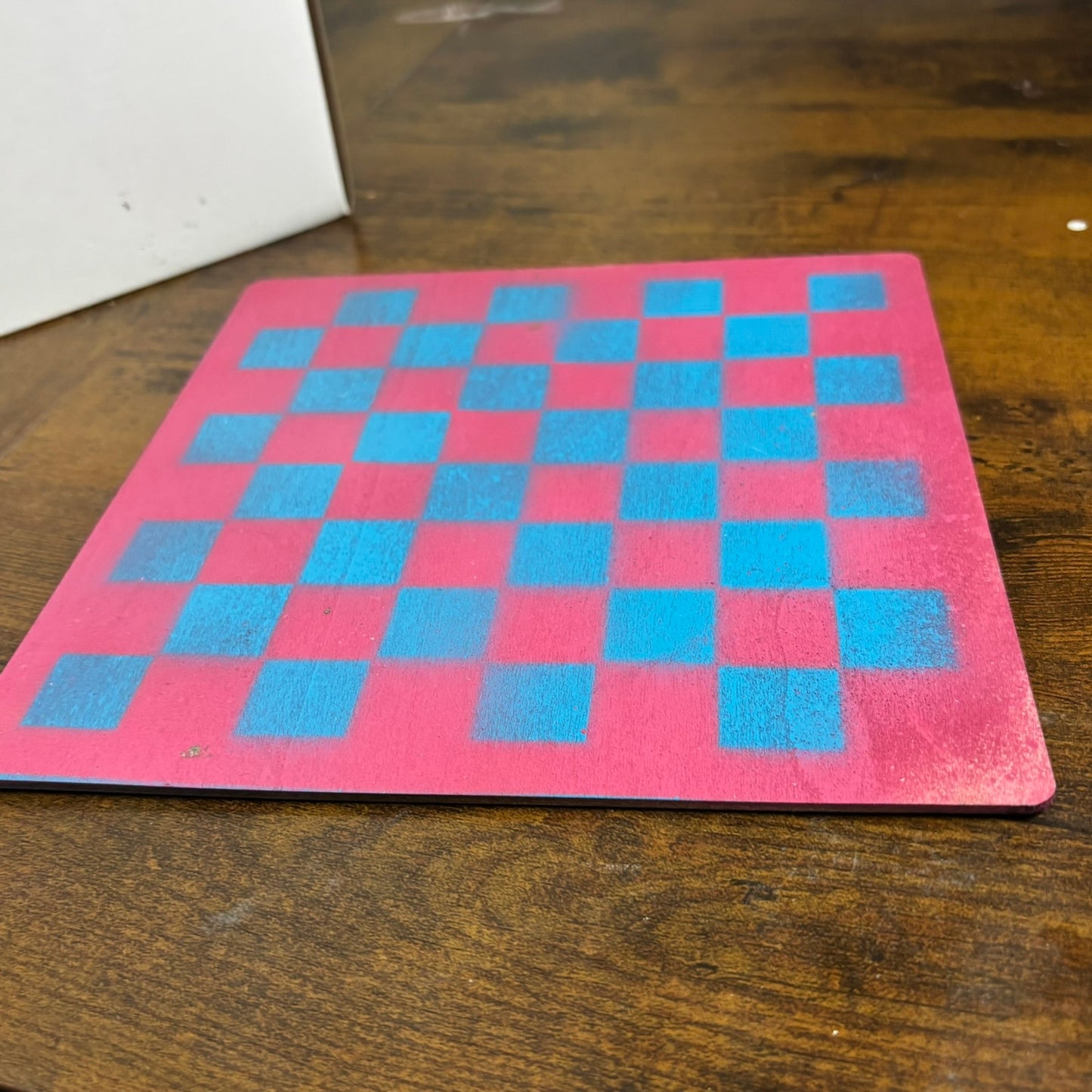 Pink & Blue - Painted Thin Wooden Chess Board