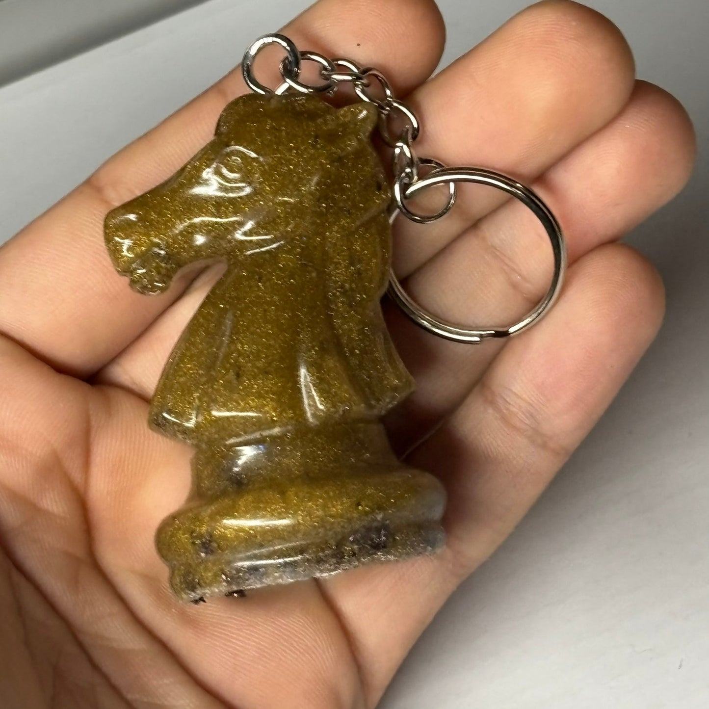 Yellow Brown Knight - Handmade Resin Keychain - Large Edition