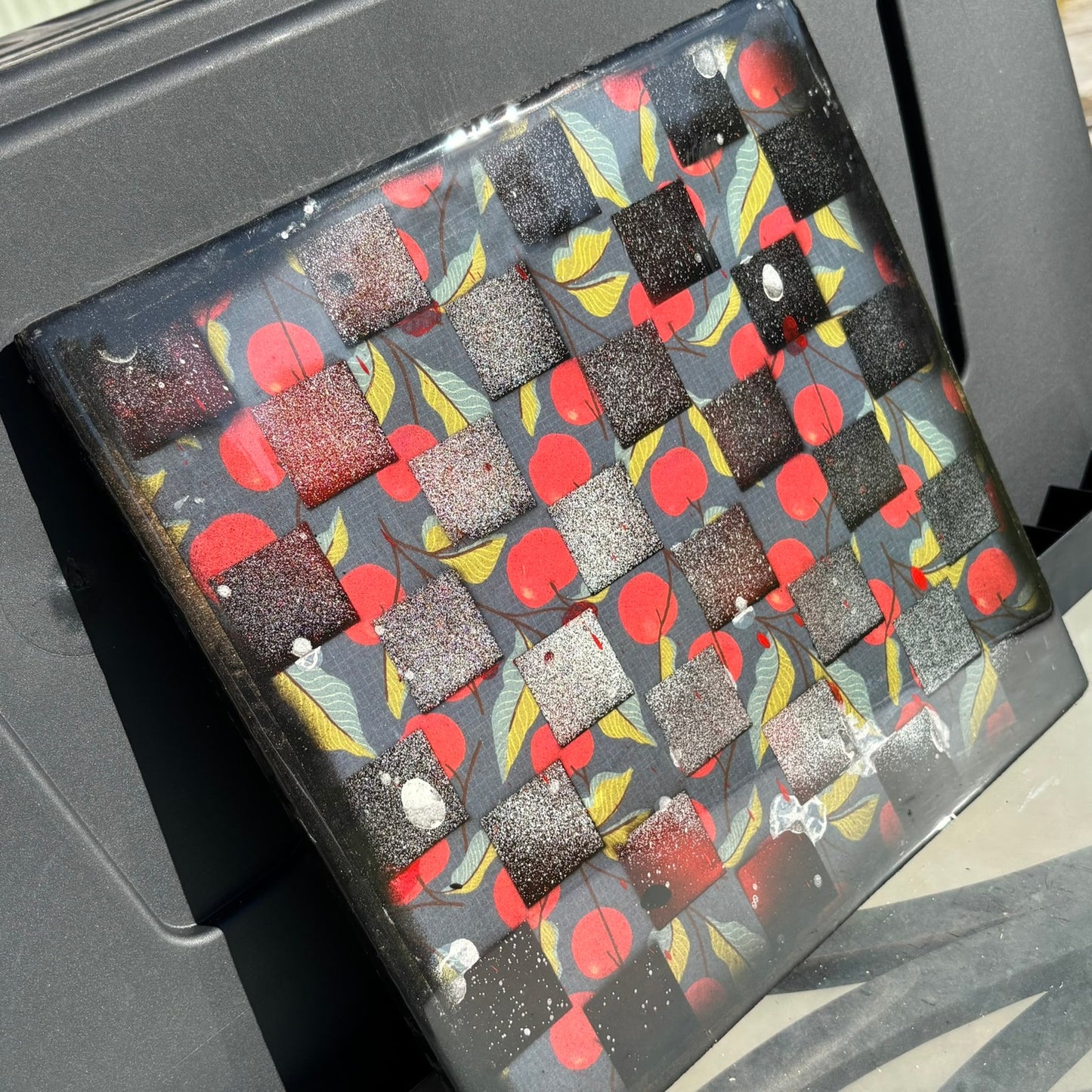 Cherry Pop Chrome - Resin Coated Chess Board