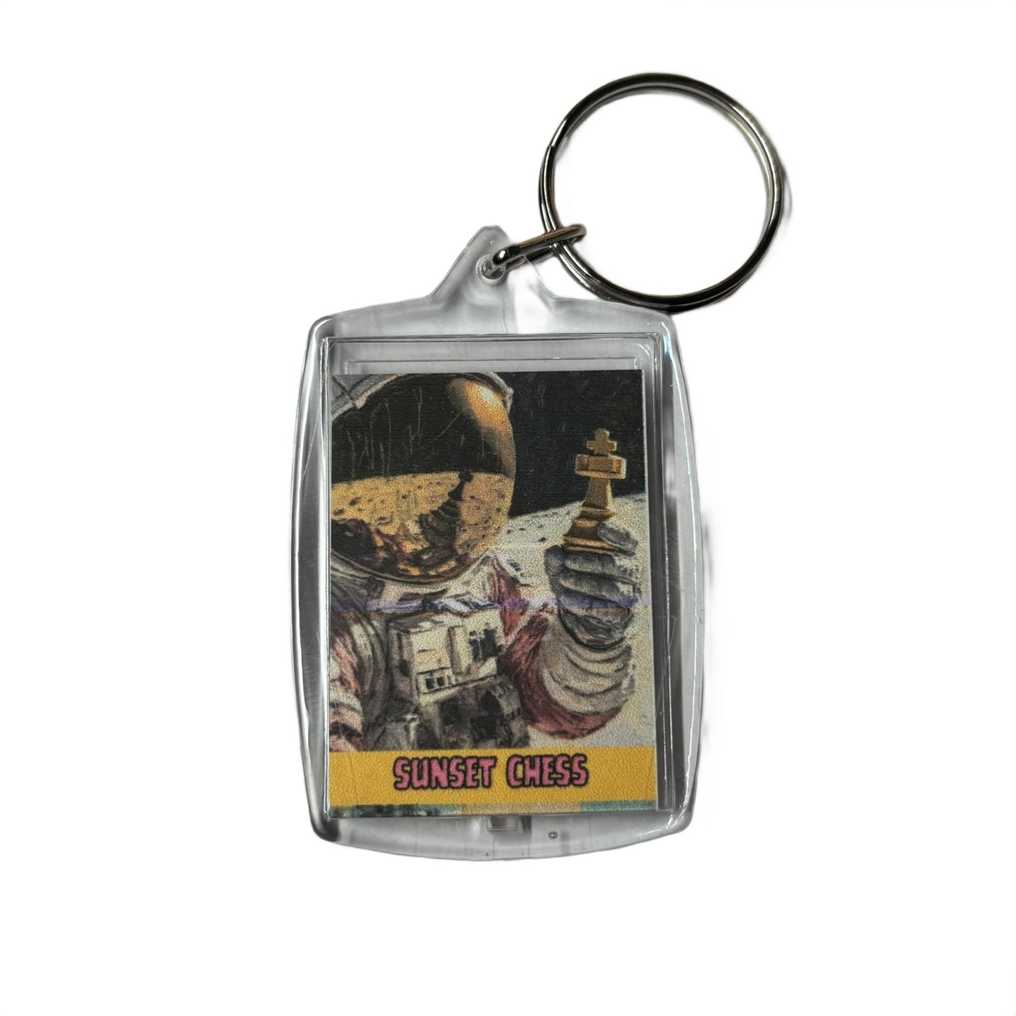 Space Astronaut - Sunset Chess Photo Keychain