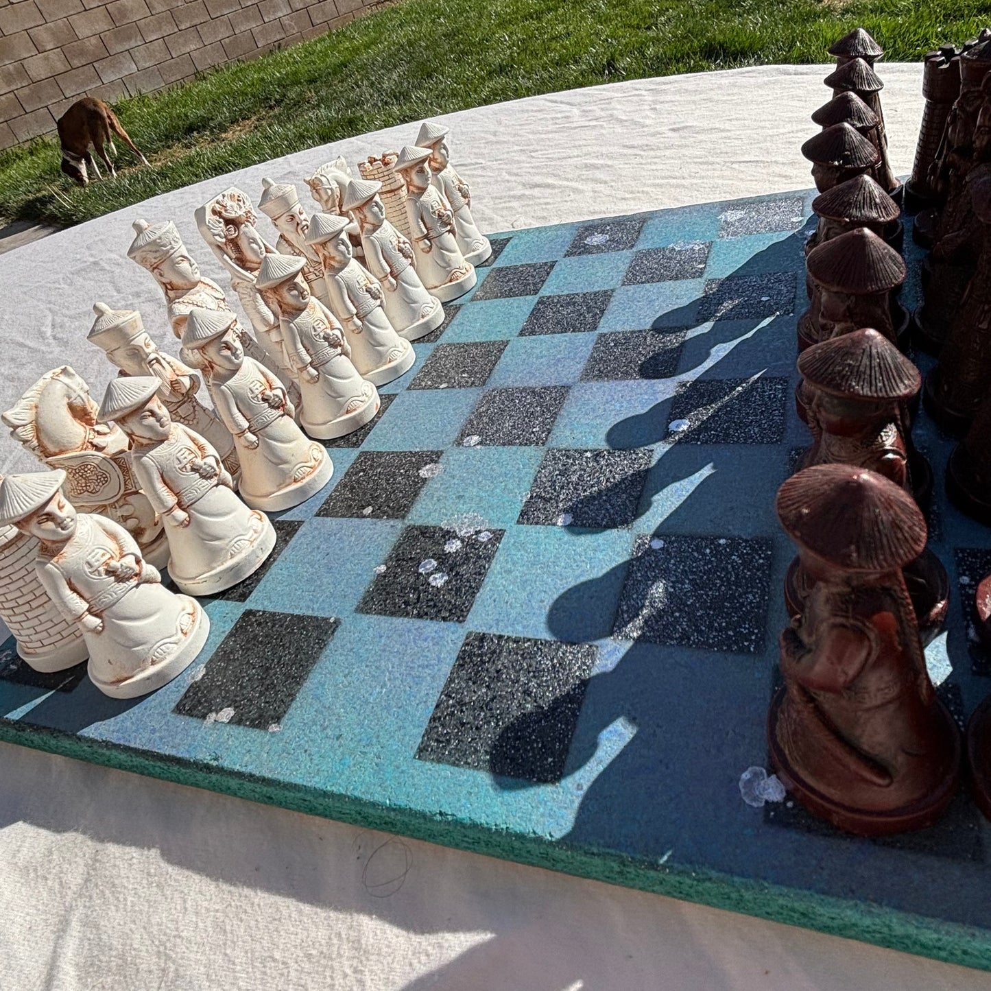 Greenish Blue Space - Chinese Edition Chess Set
