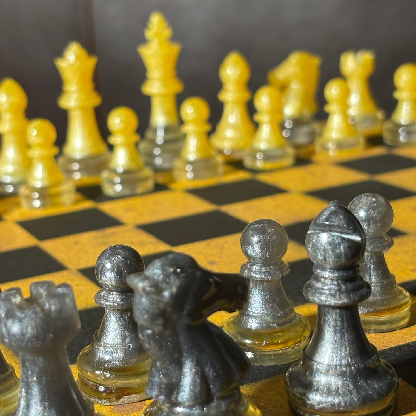 Yellow & Black - Painted Chess Set
