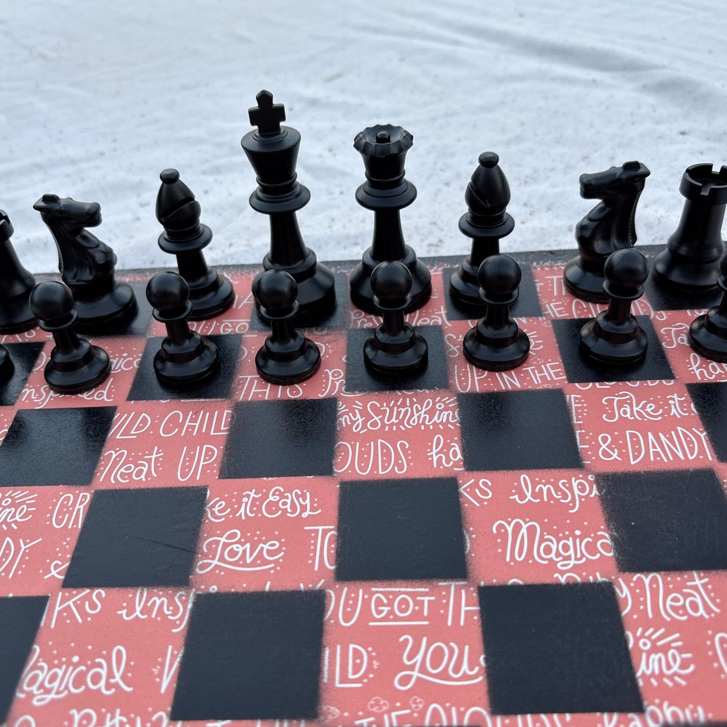 Uplifting Peach Pink - Scrapbook Chess Set