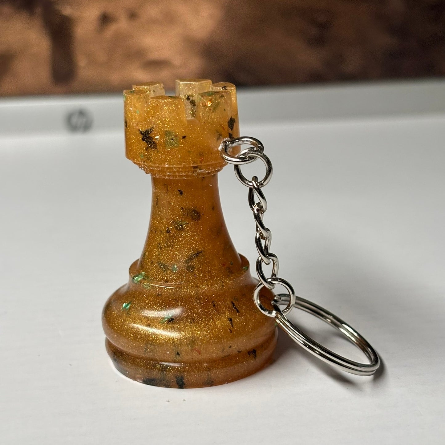 Spotted Cream Yellow Rook - Handmade Resin Keychain - Large Edition