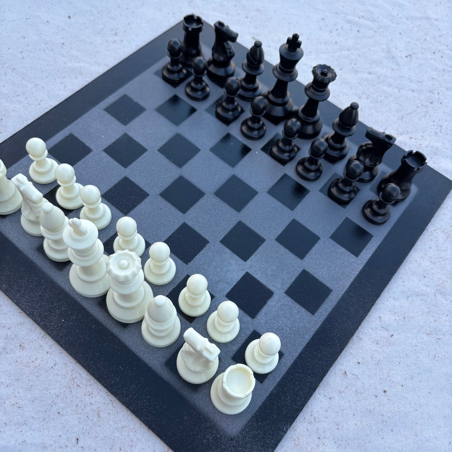 Gray & Black - Painted Chess Set