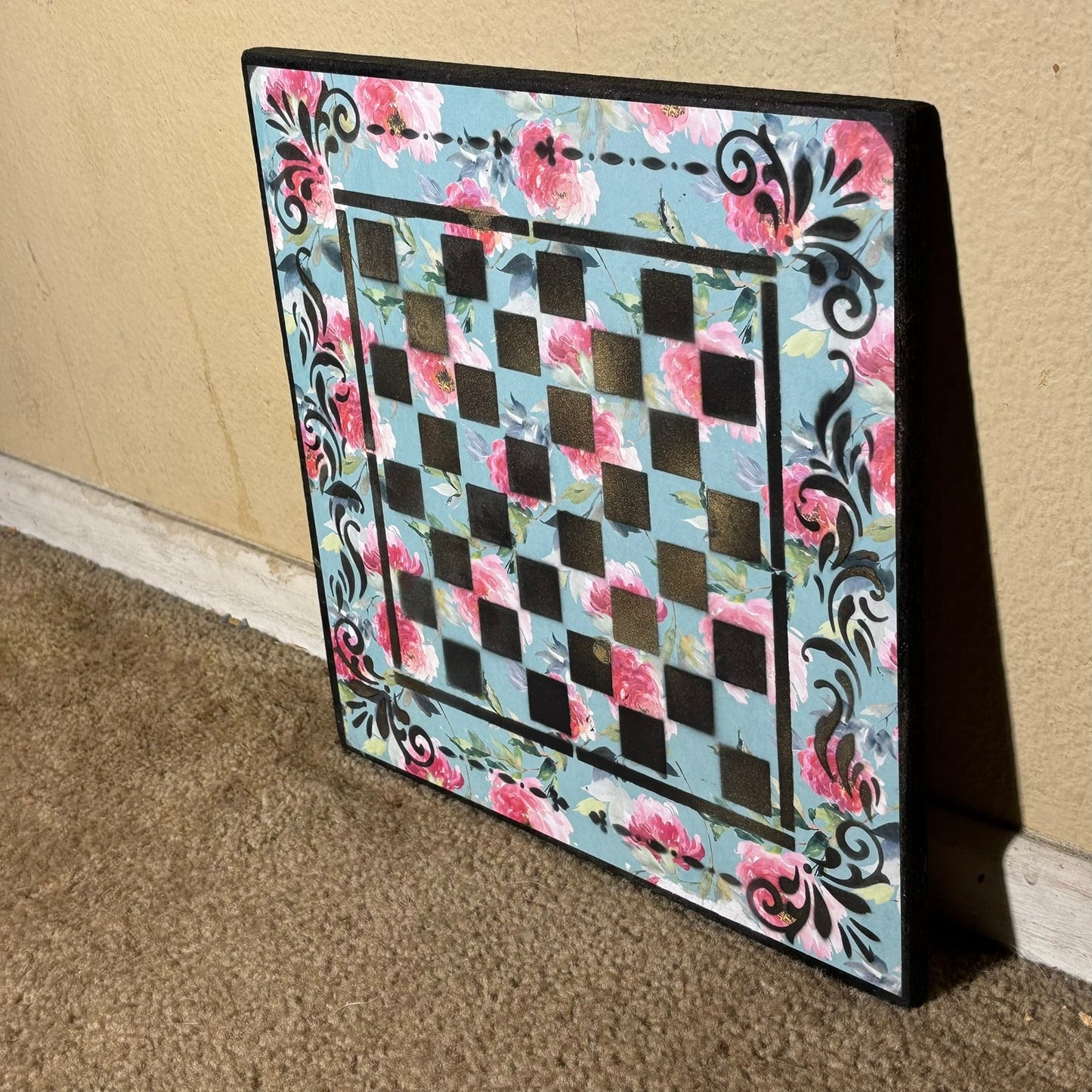 Blue Sky Flowers - Scrapbook Chess Board