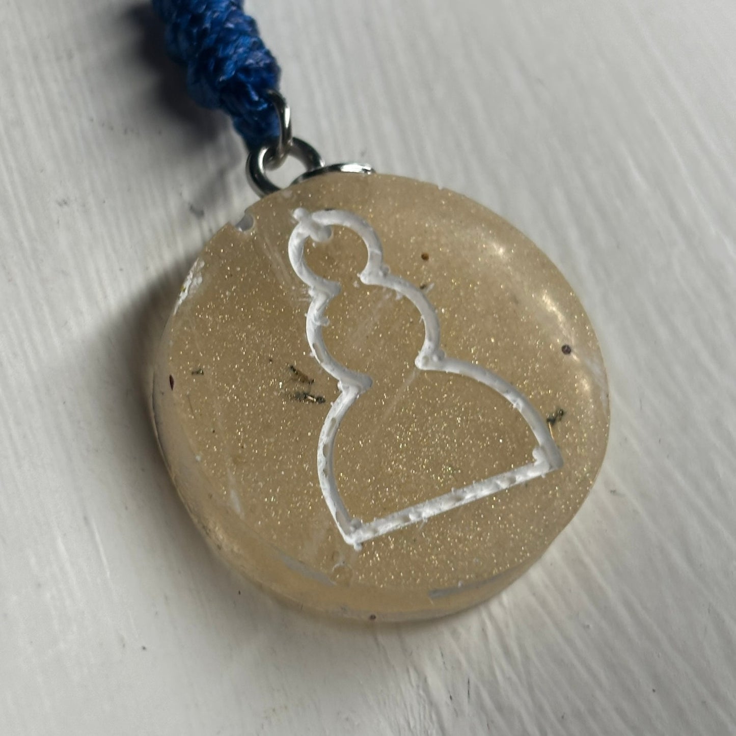 Cream Pawn - Handmade Resin Chess Necklace