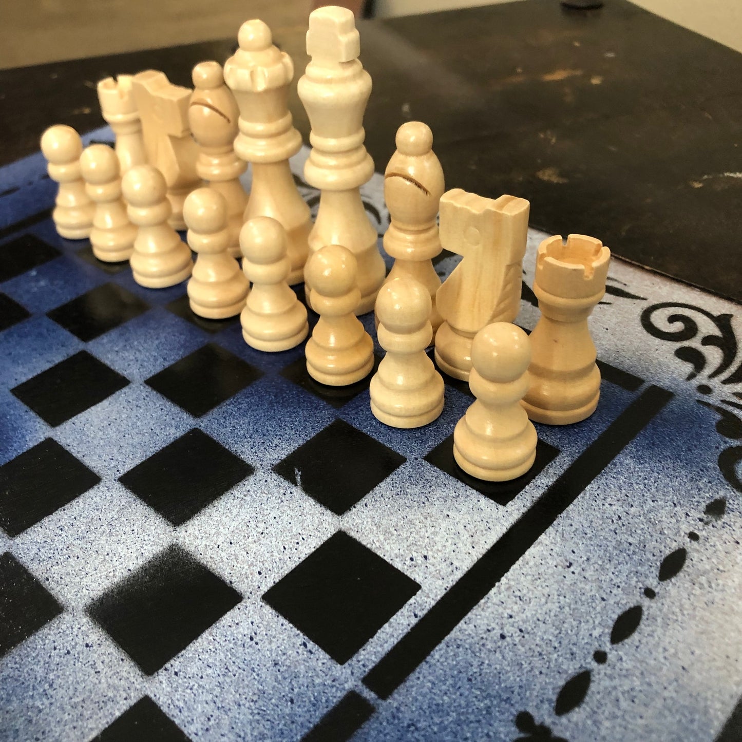 Snow Blue - Painted Chess Set