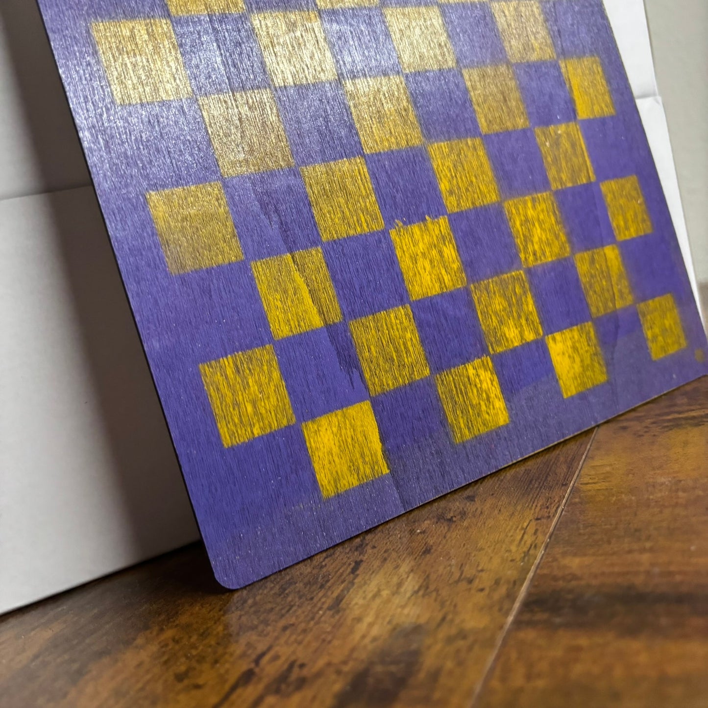 Purple & Yellow - Painted Thin Wooden Chess Board