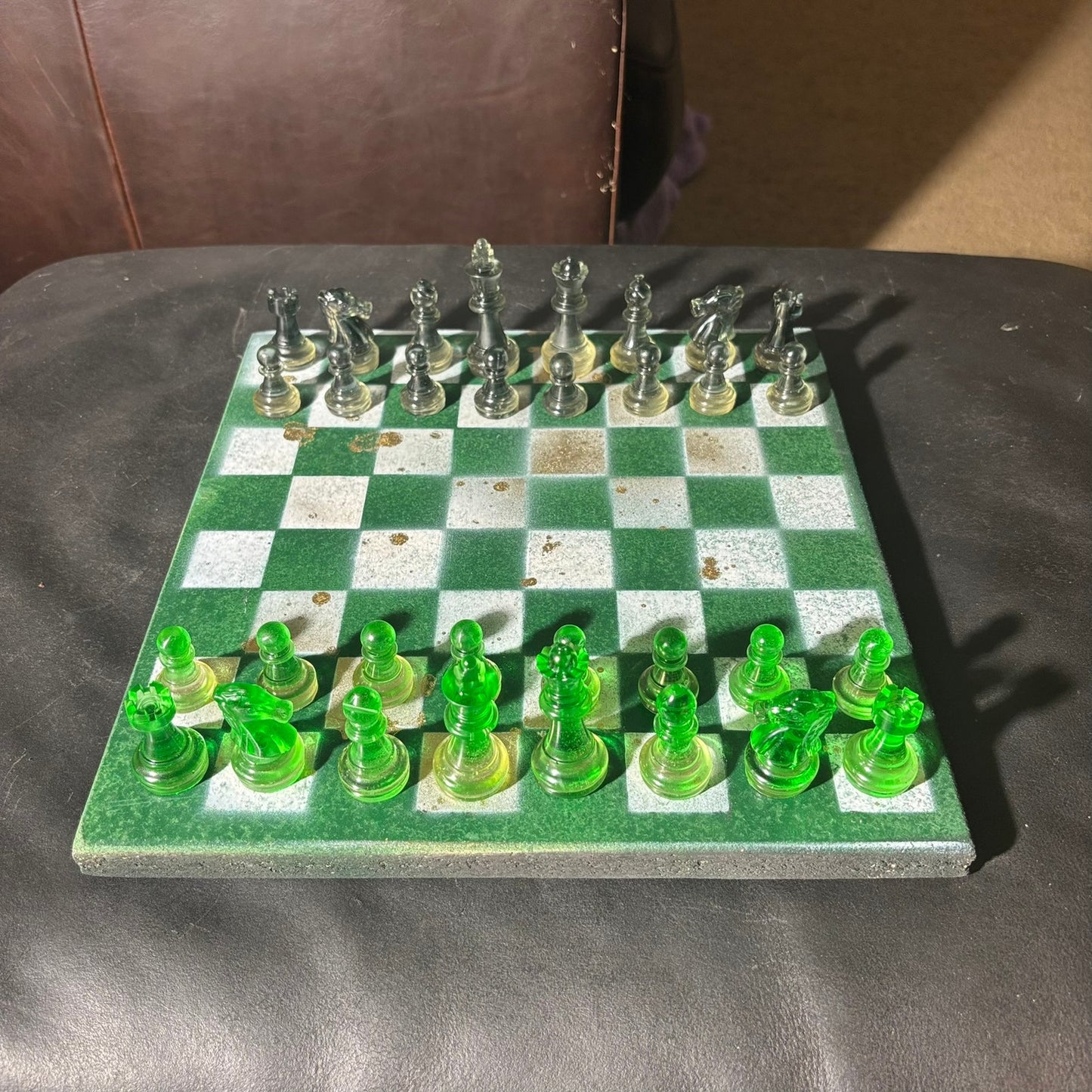 Goldish Green - Painted Chess Set