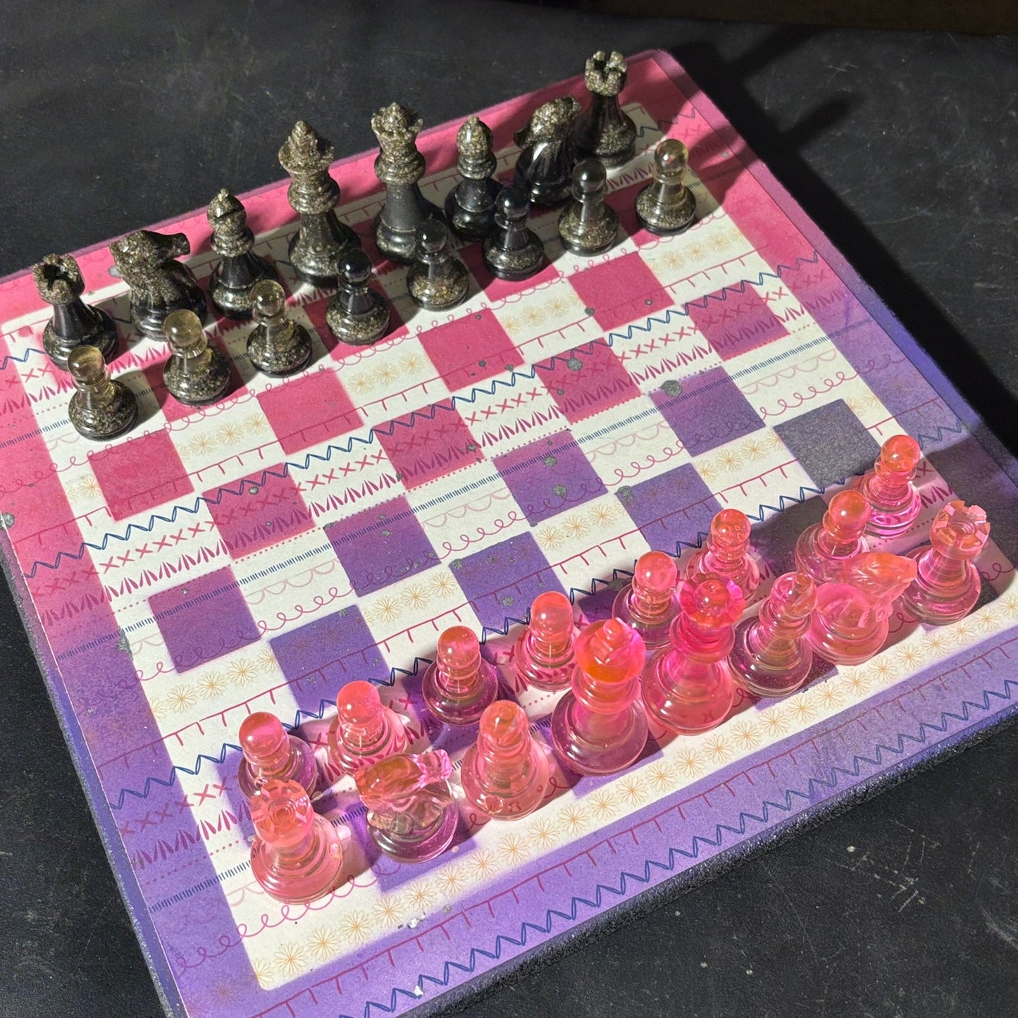 Pink & Purple Mix - Scrapbook Chess Set