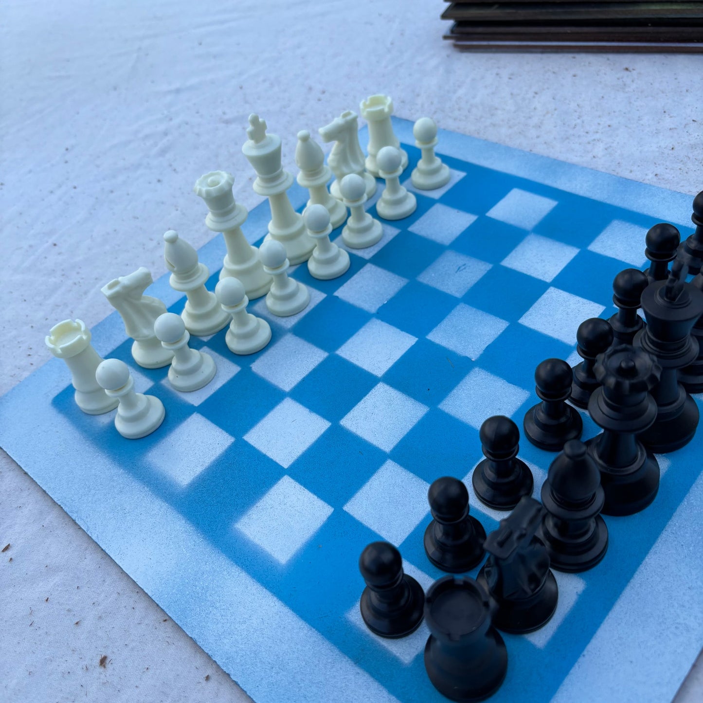 Blue & White - Painted Chess Set