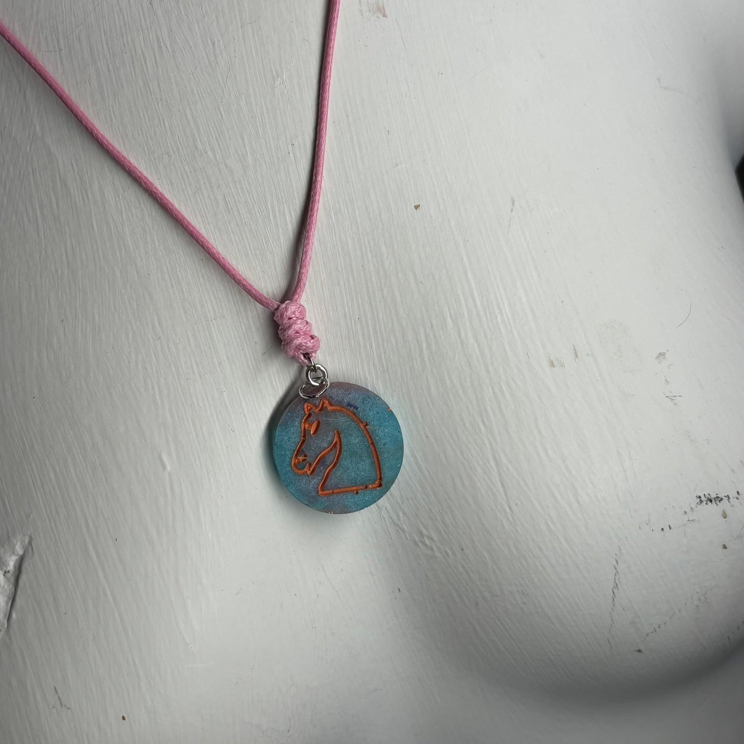 Blue Knight - Handmade Resin Chess Necklace