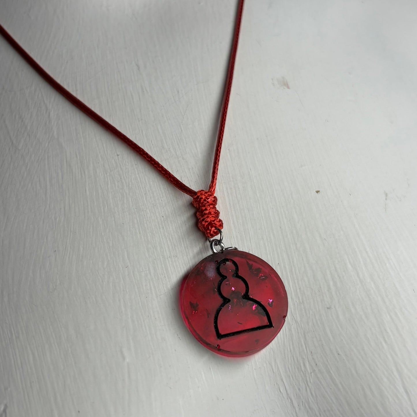 Translucent Red Pawn - Handmade Resin Chess Necklace