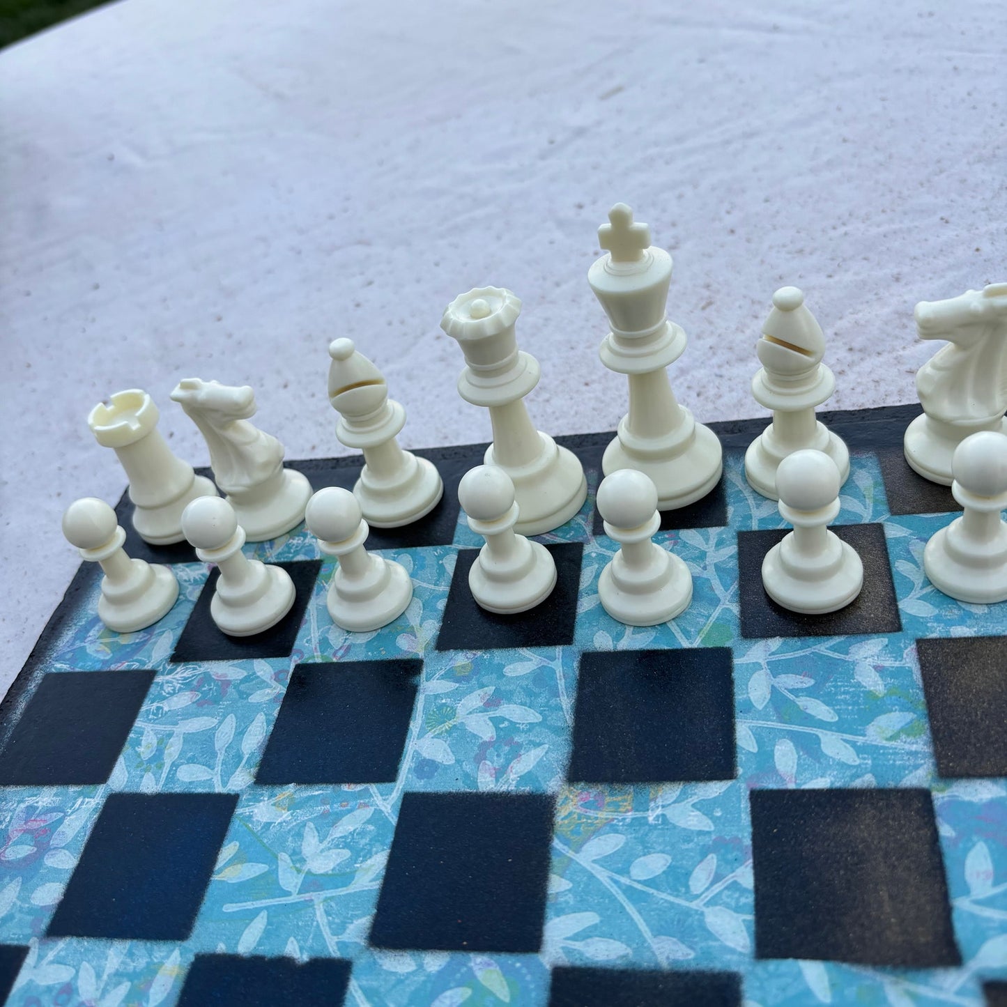 Blue Flower - Scrapbook Chess Set