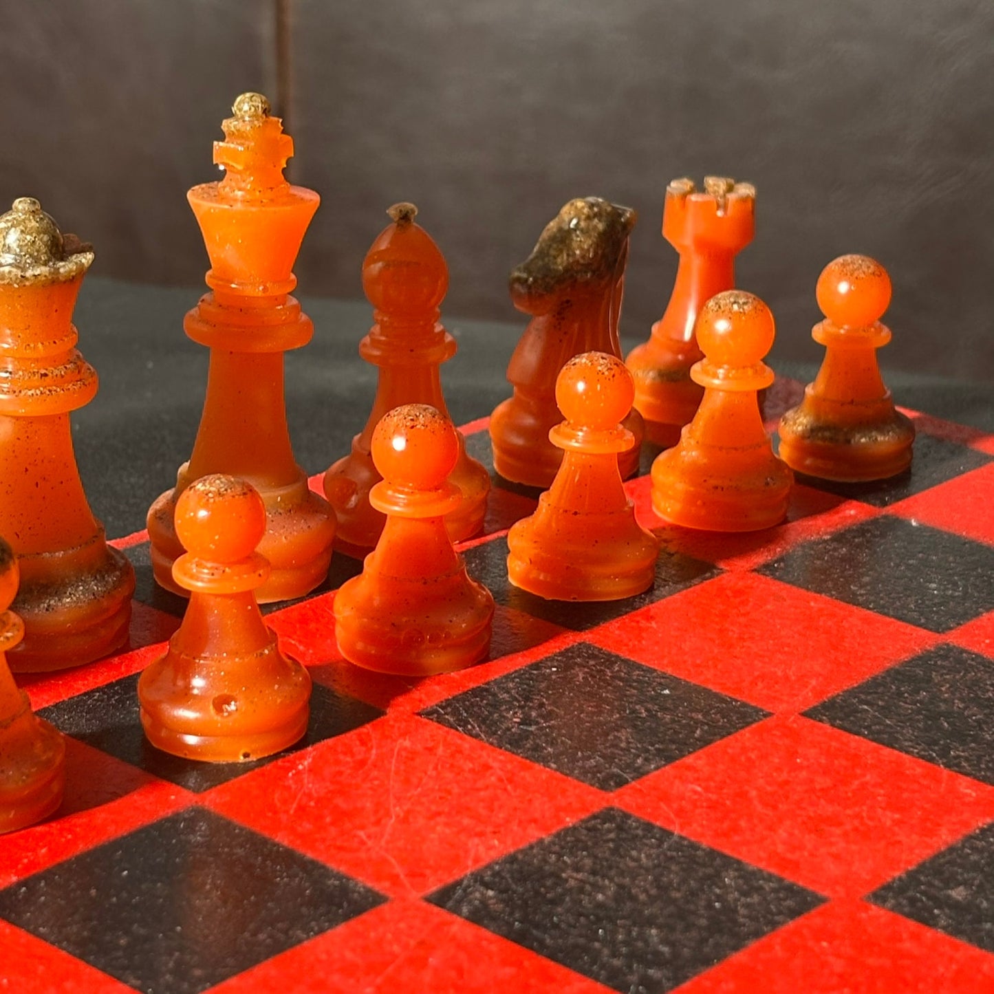 Opal Red & Black - Painted Chess Set