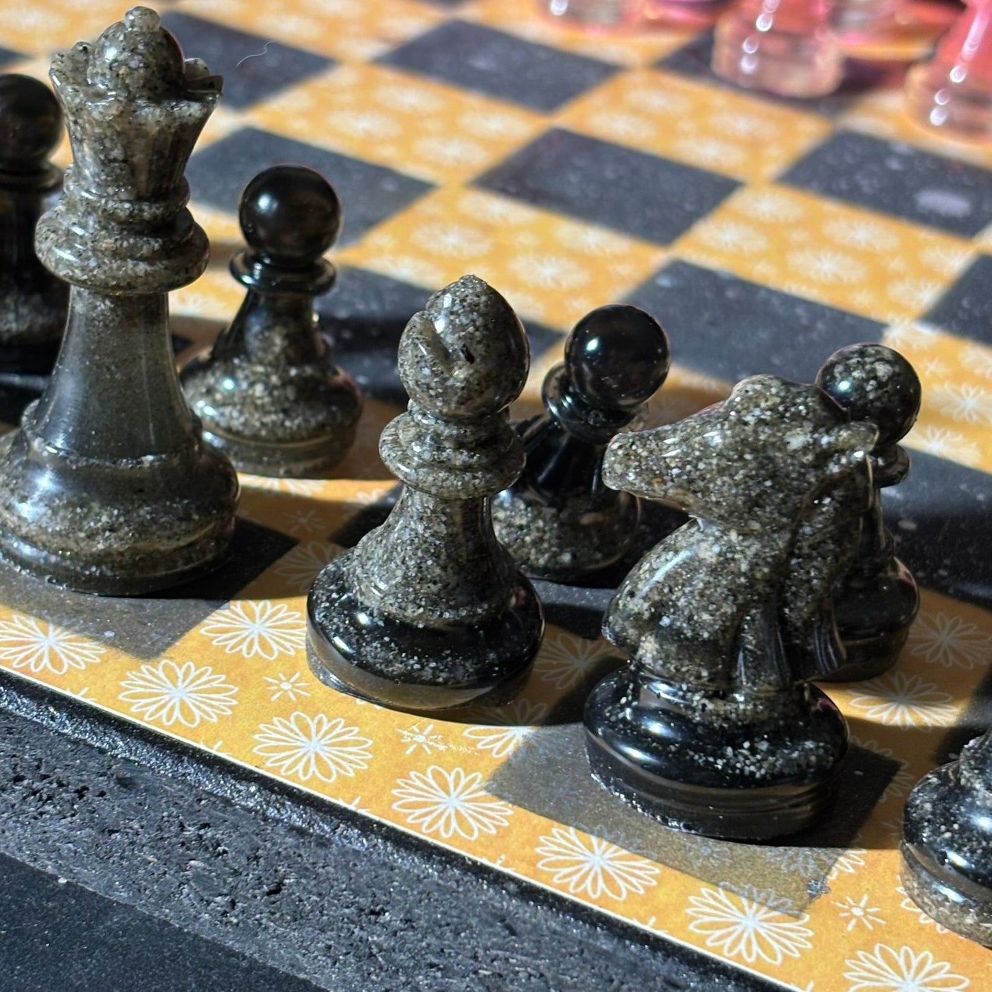 Yellow & Pink Vintage Pattern - Scrapbook Chess Set