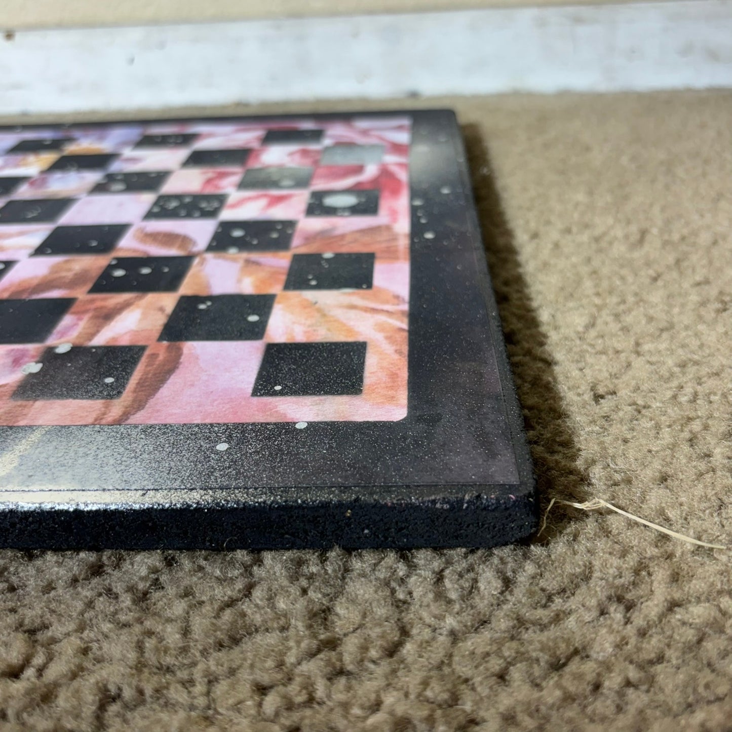 Pink Flower Chrome Mist - Scrapbook Chess Board
