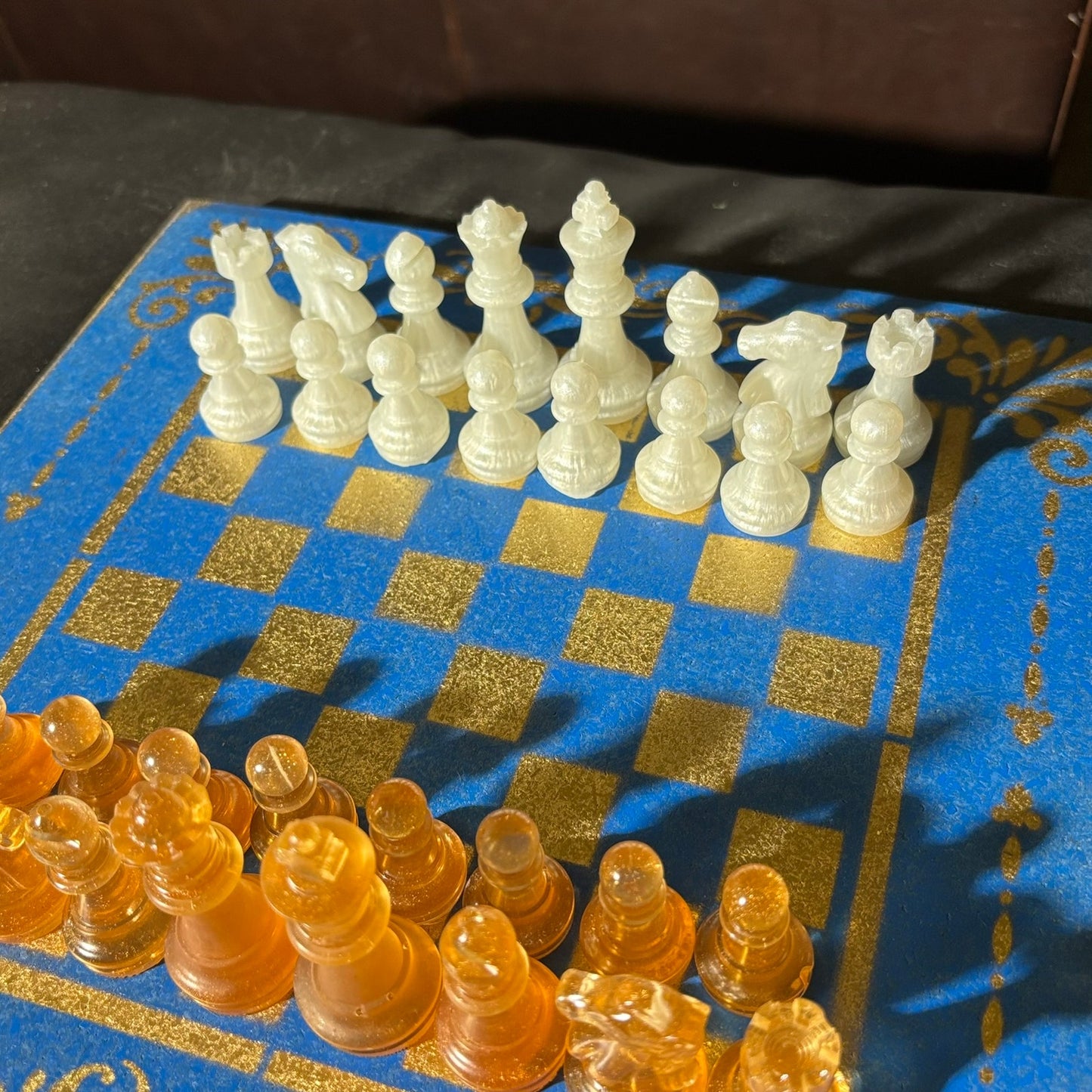 Supreme Blue & Gold- Painted Chess Set