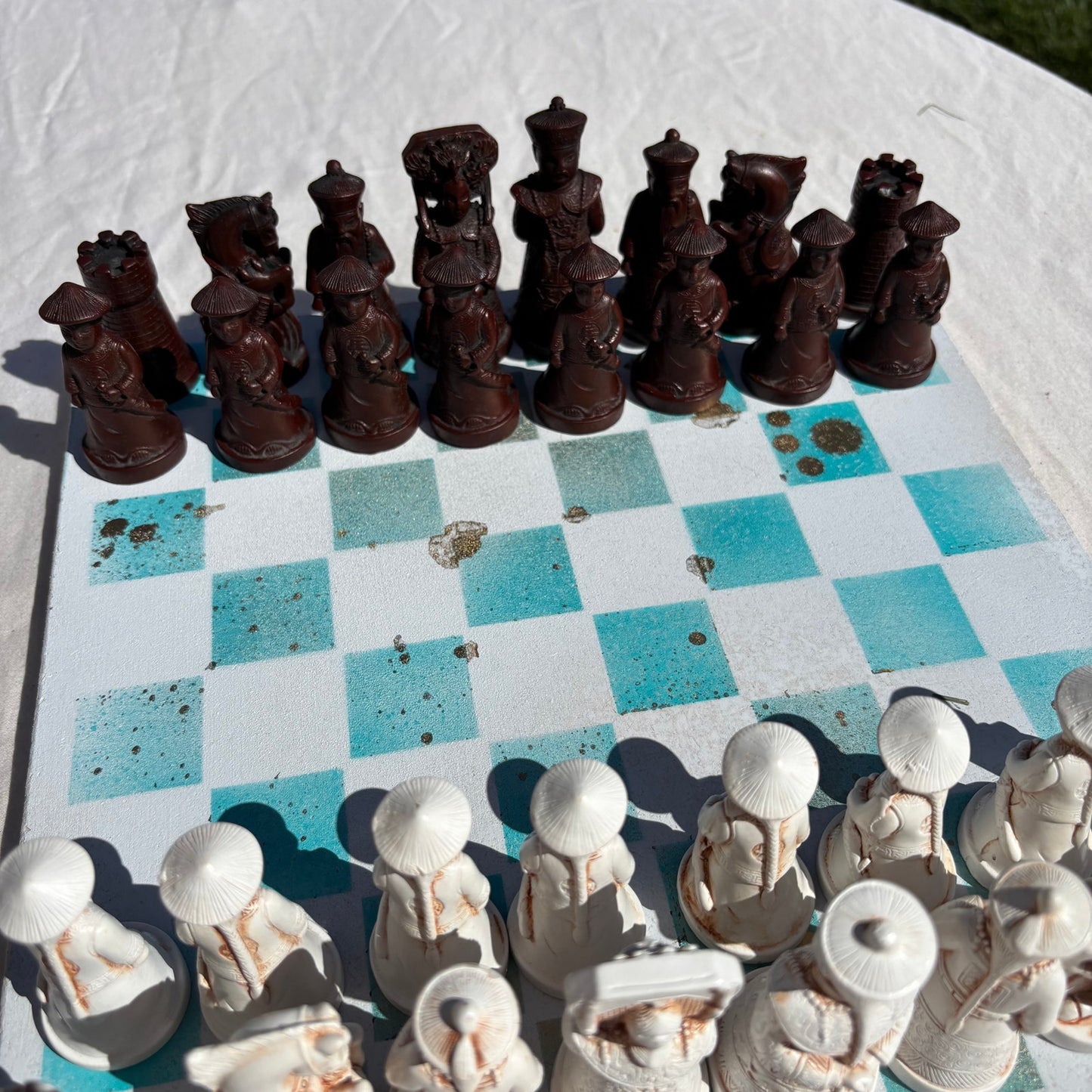 Mint Golden Blue - Chinese Edition Chess Set