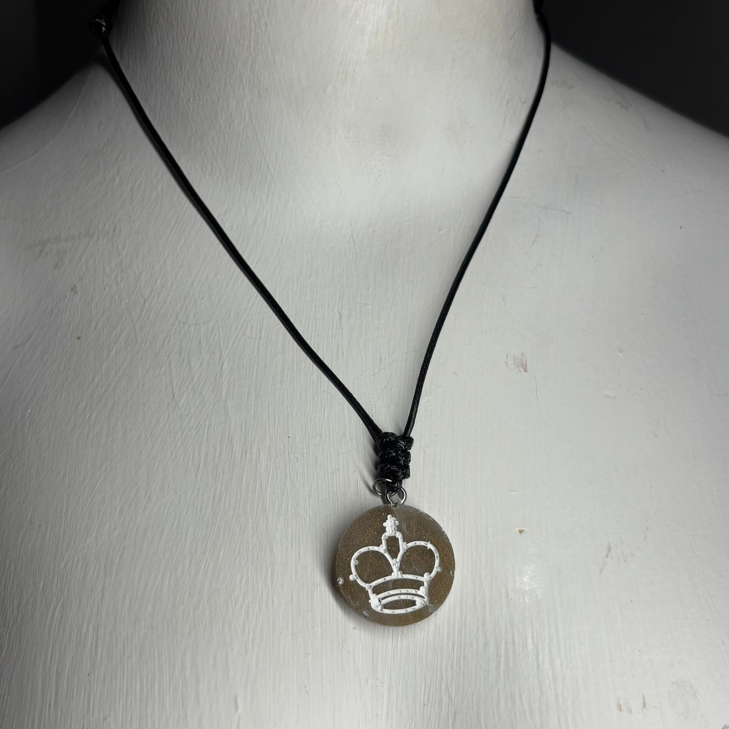 Dirty Brown King - Handmade Resin Chess Necklace - Flat Edition