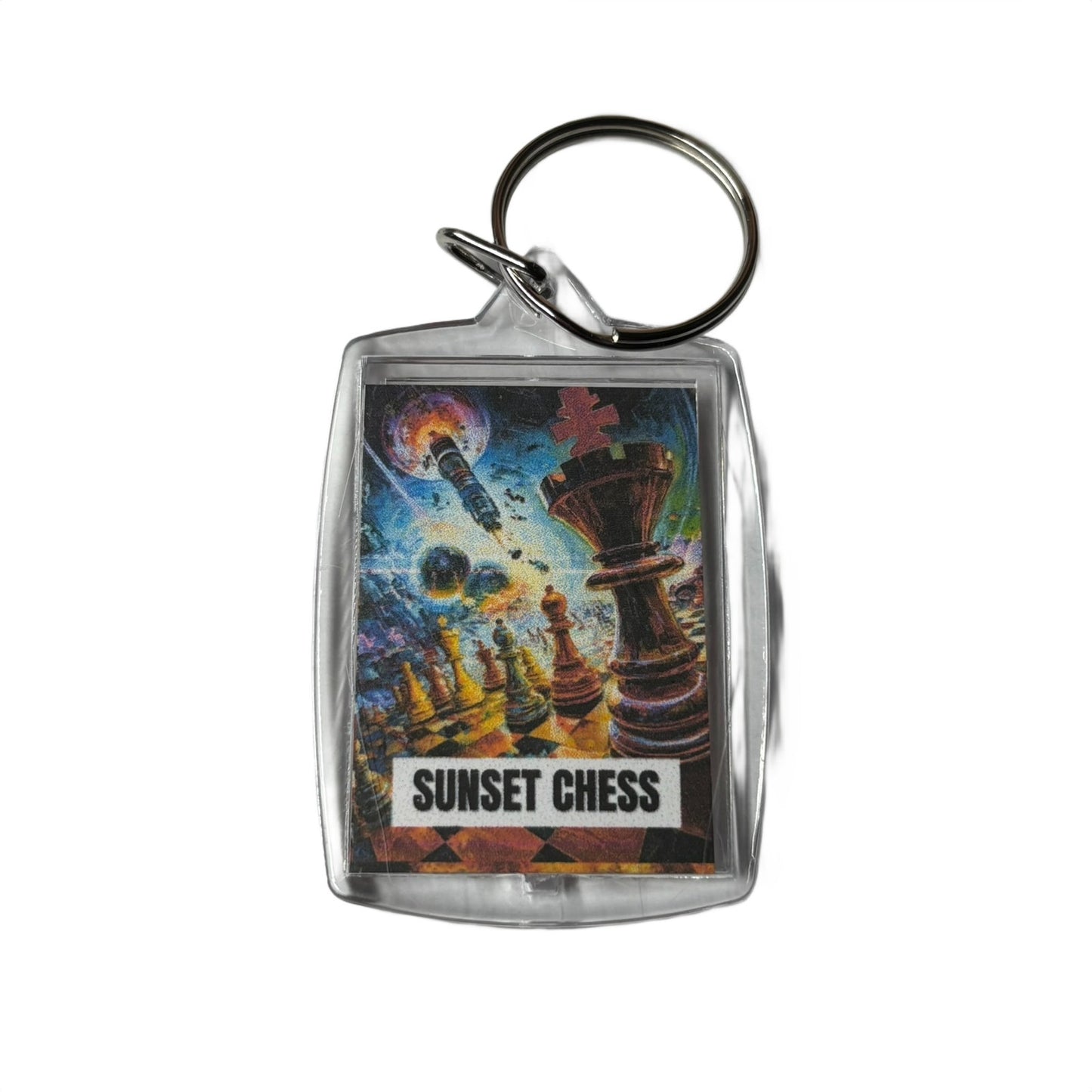 Chess Explosion - Sunset Chess Photo Keychain
