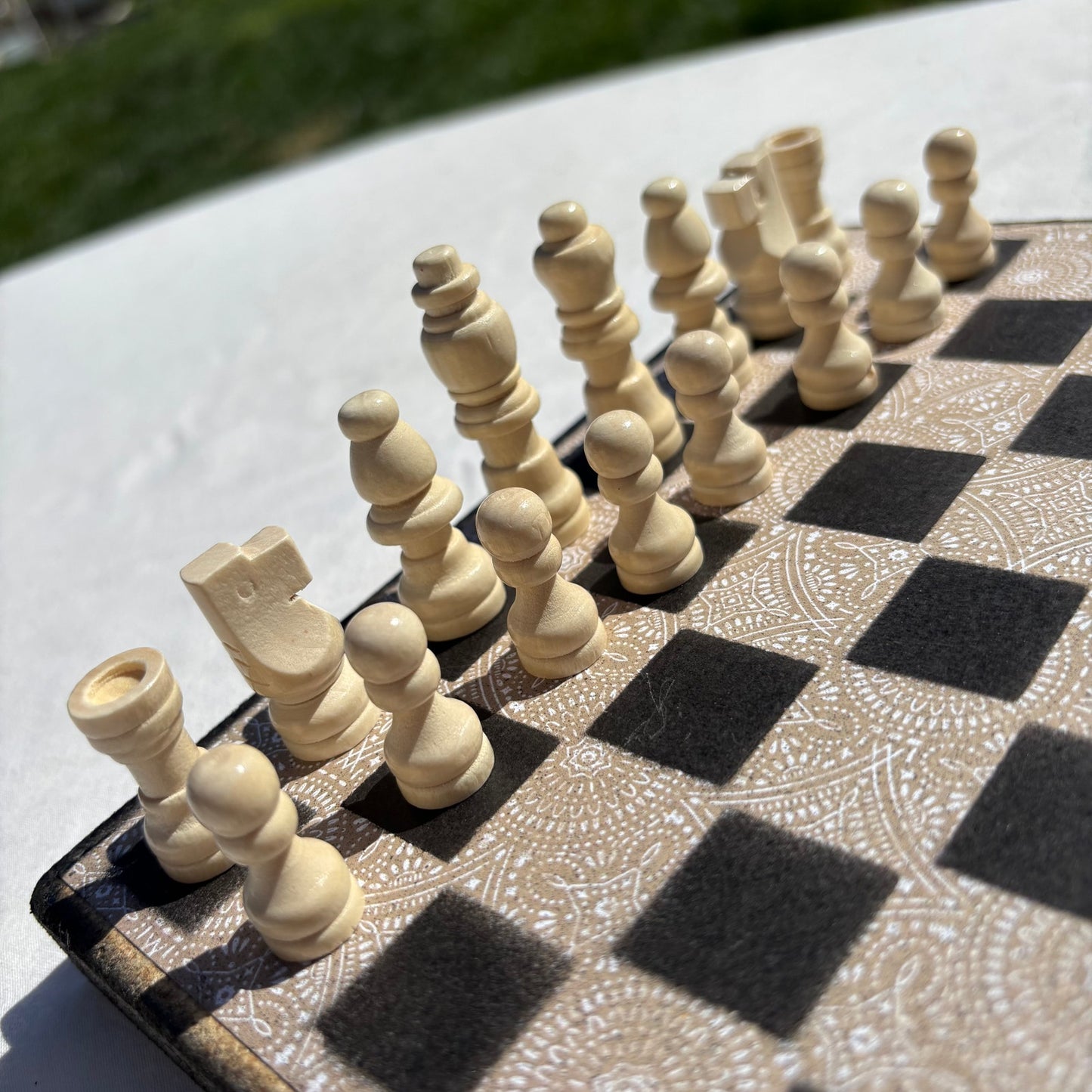 Vintage Cream Pattern - Scrapbook Chess Set