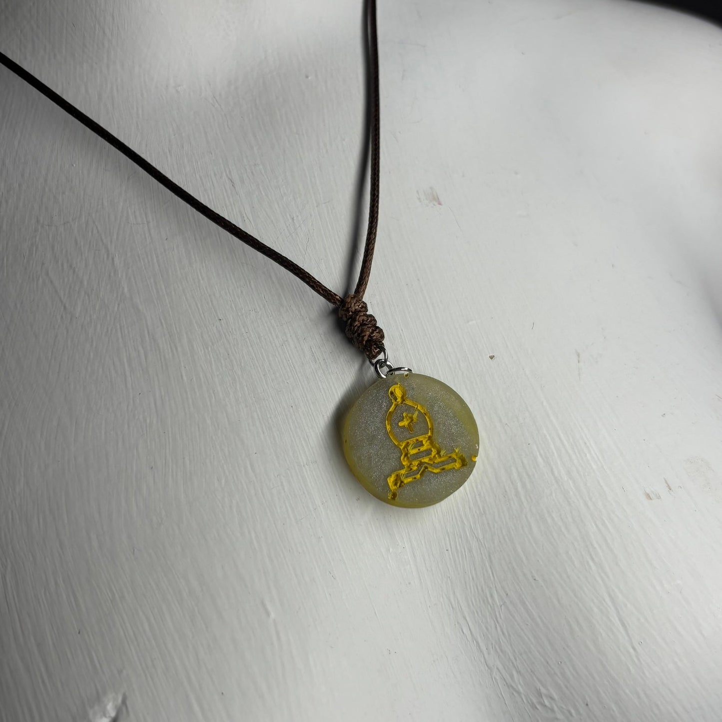 Cream Brown Bishop - Handmade Resin Chess Necklace