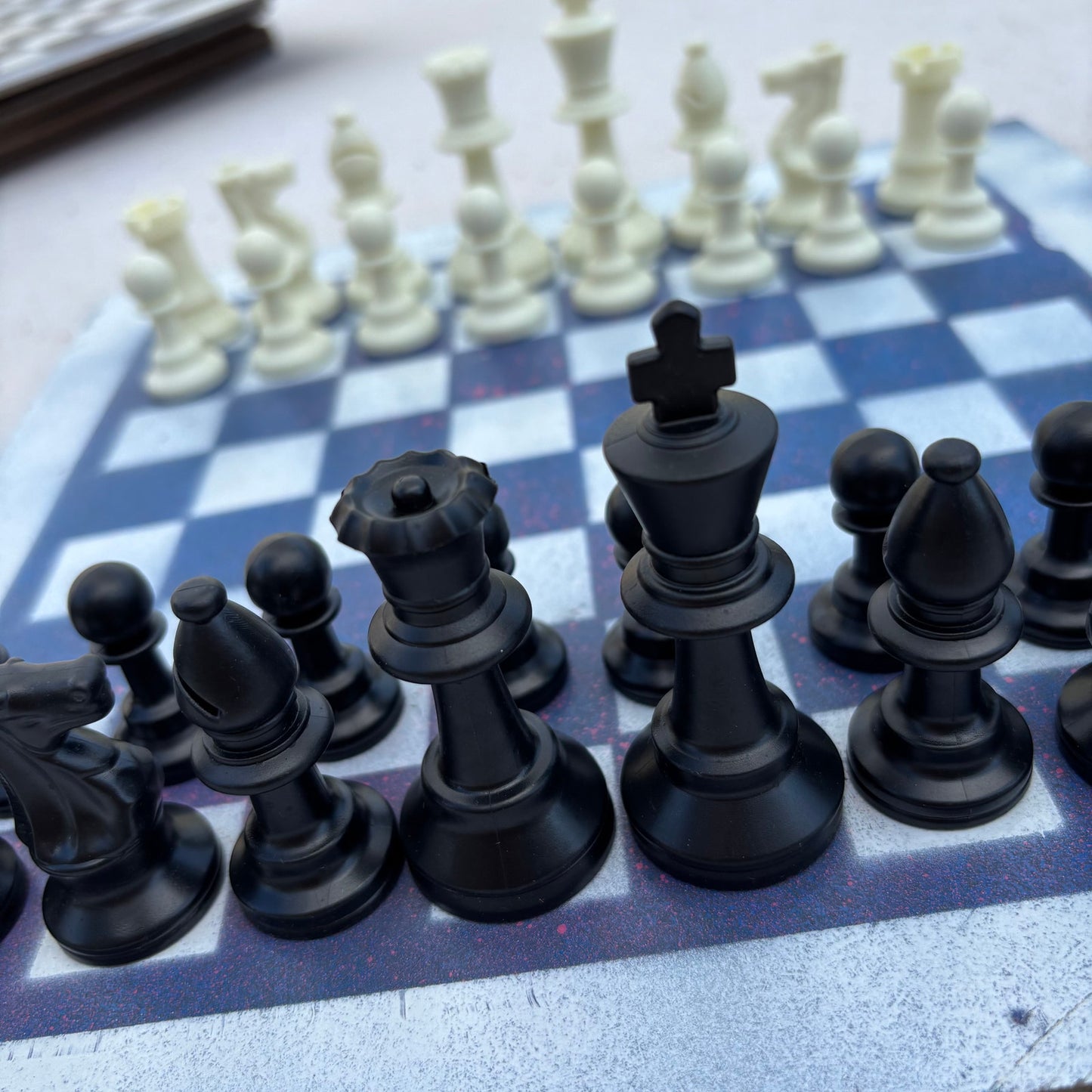 Blue & White - Painted Chess Set