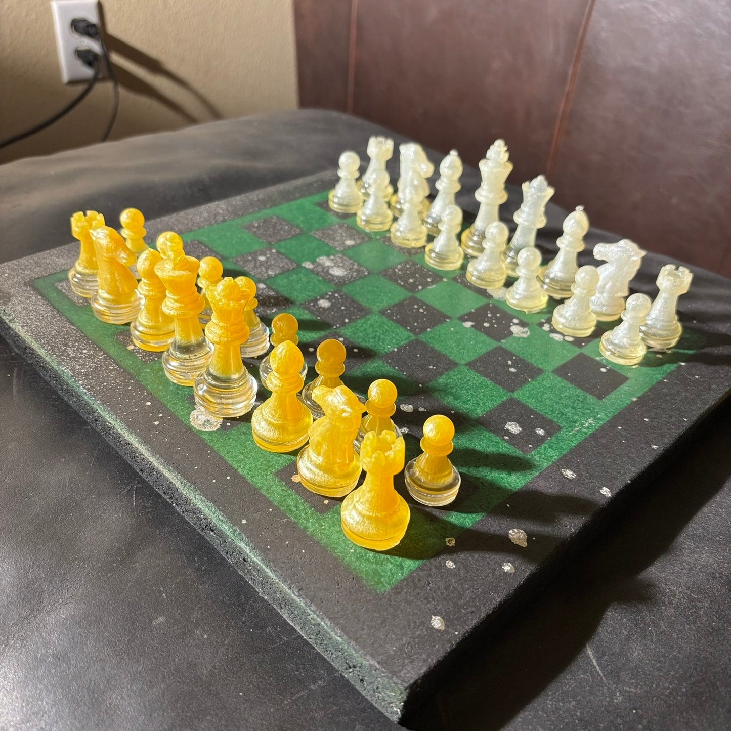 Mistic Yellow Green - Painted Chess Set
