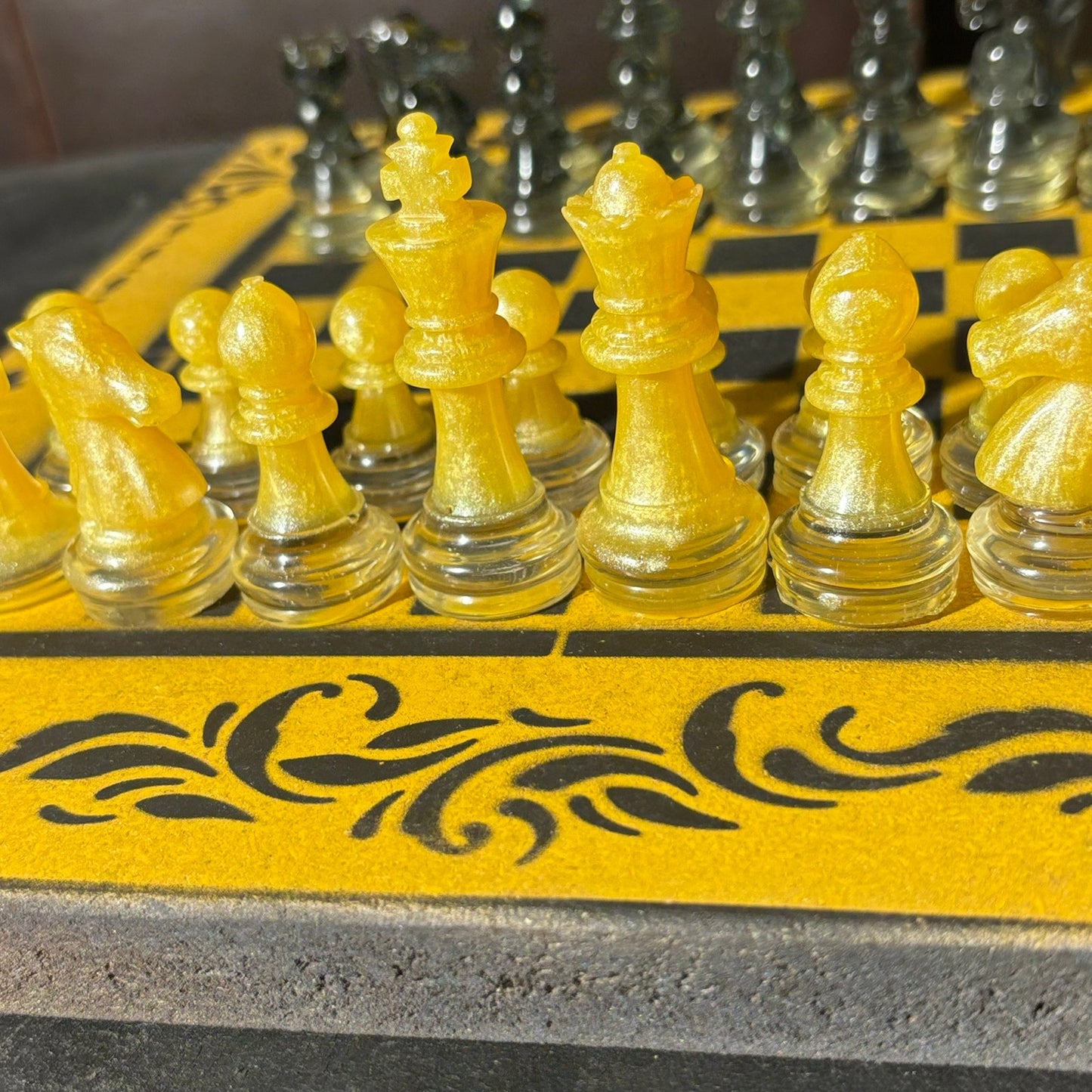 Black & Yellow - Painted Chess Set