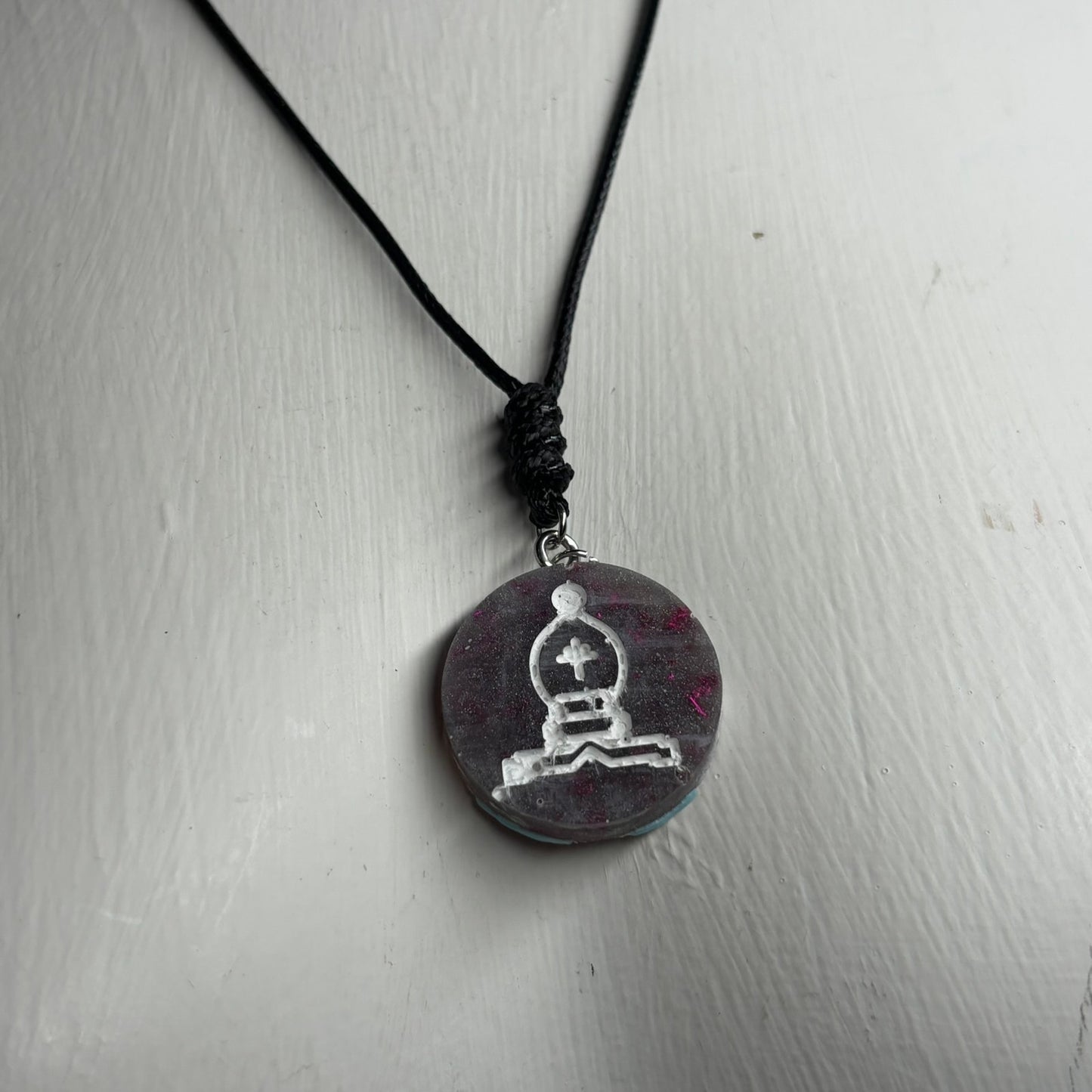 Midnight Purple Bishop - Handmade Resin Chess Necklace