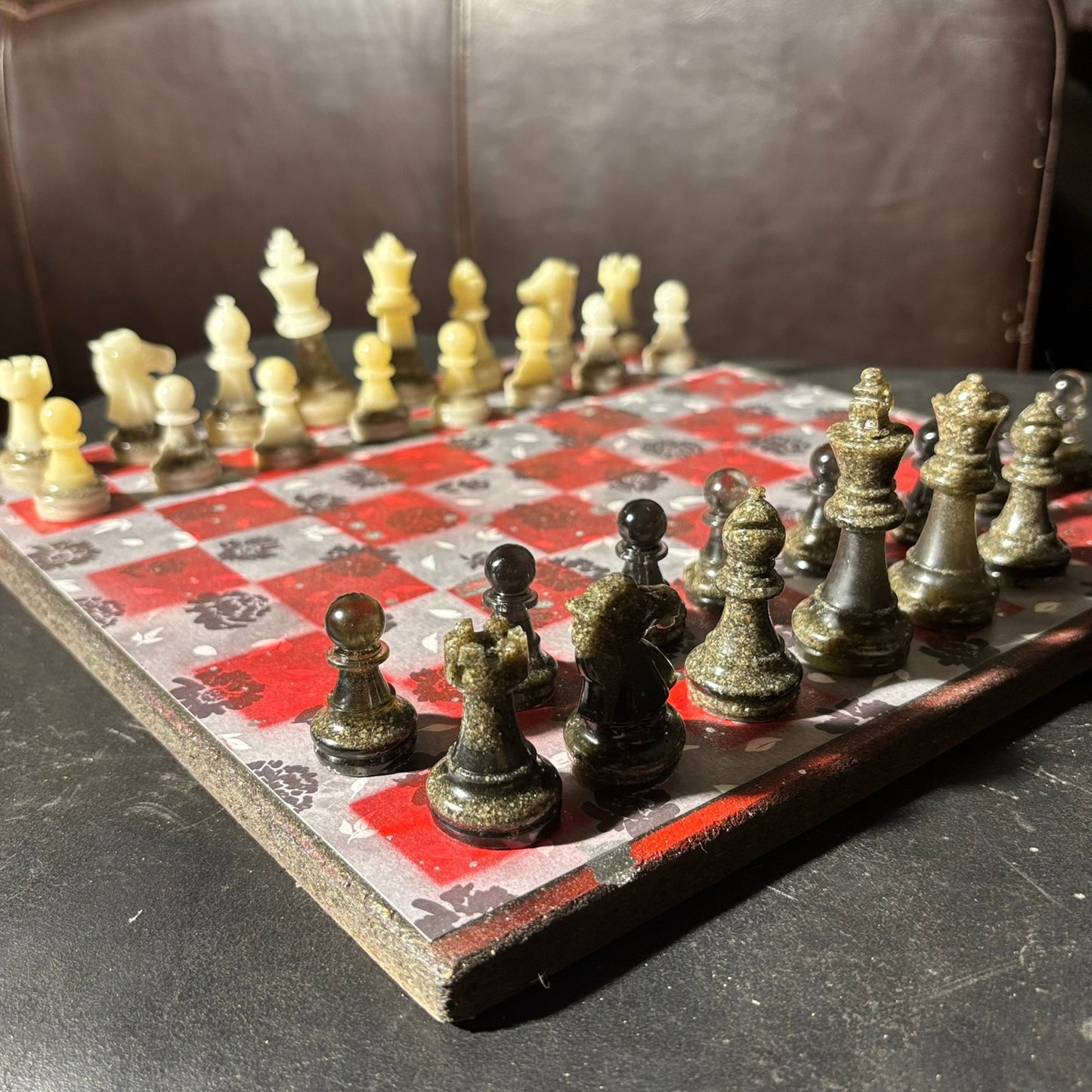 Dark Flower Play - Scrapbook Chess Set