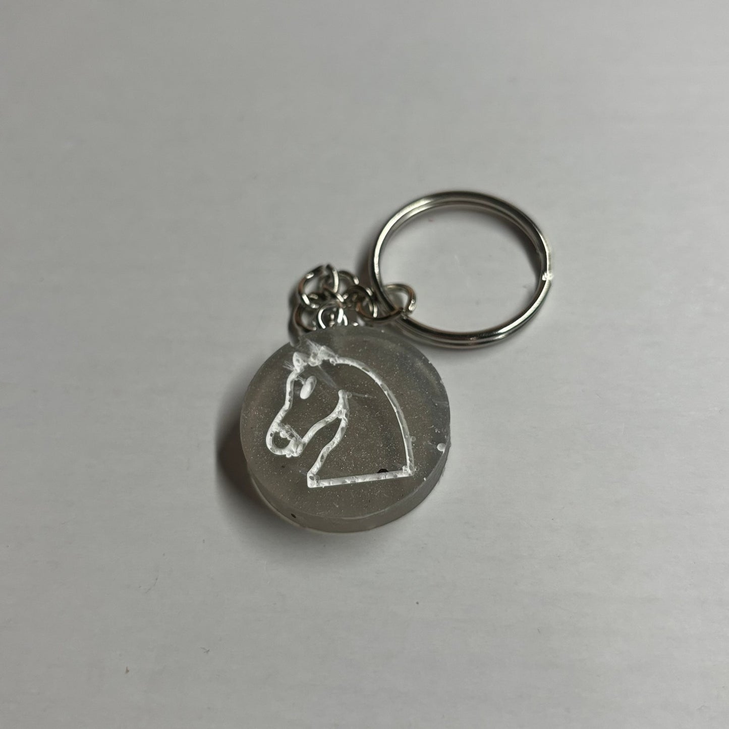 Silver White Knight - Handmade Resin Keychain