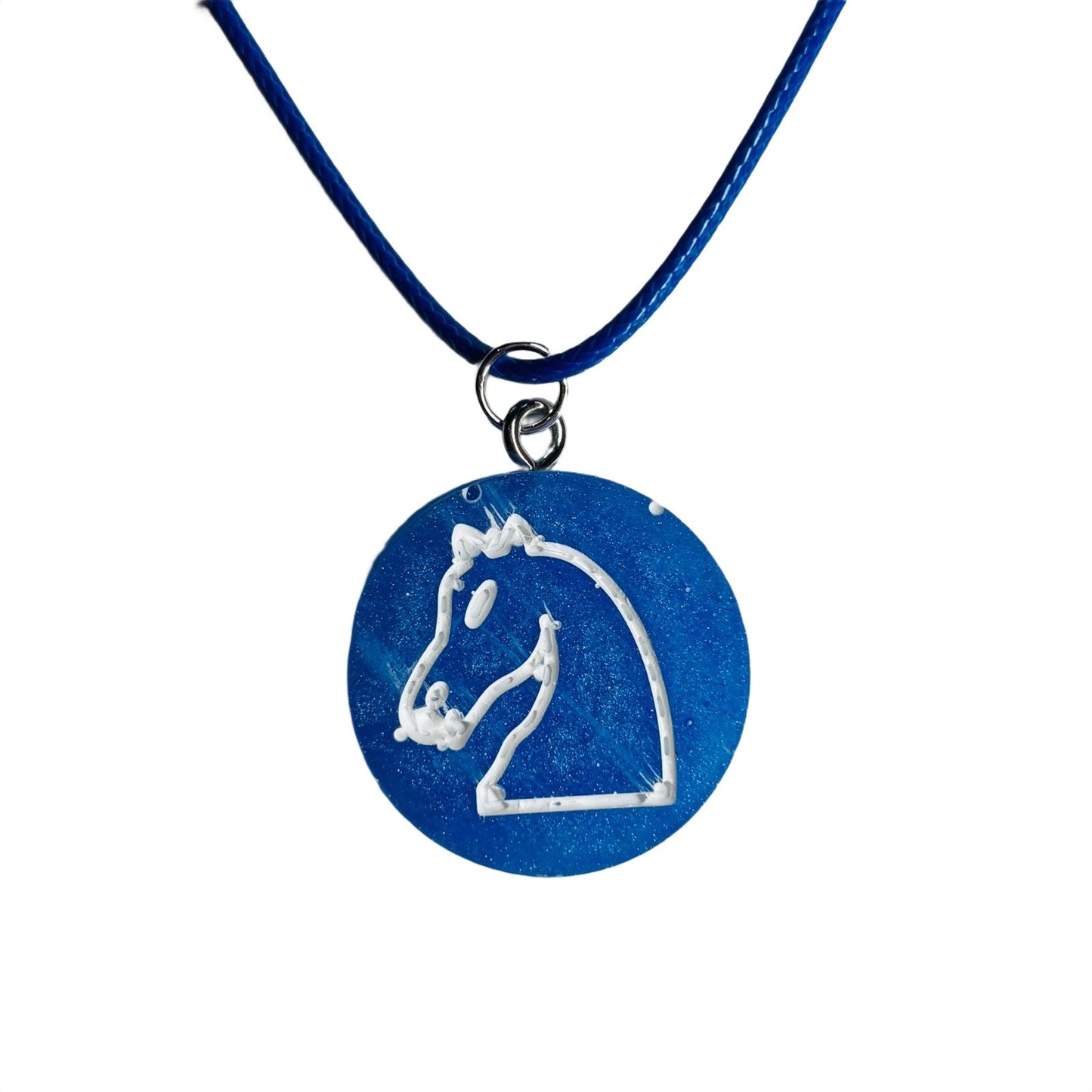 🎁 Blue Knight - Handmade Resin Chess Necklace (100% off)