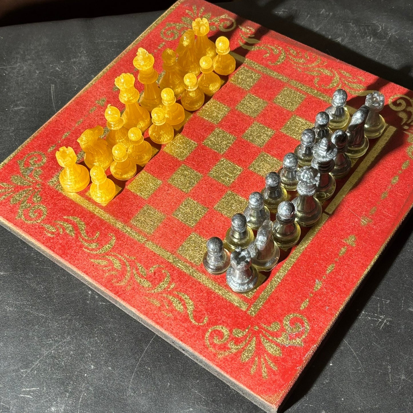 Golden Red - Painted Chess Set