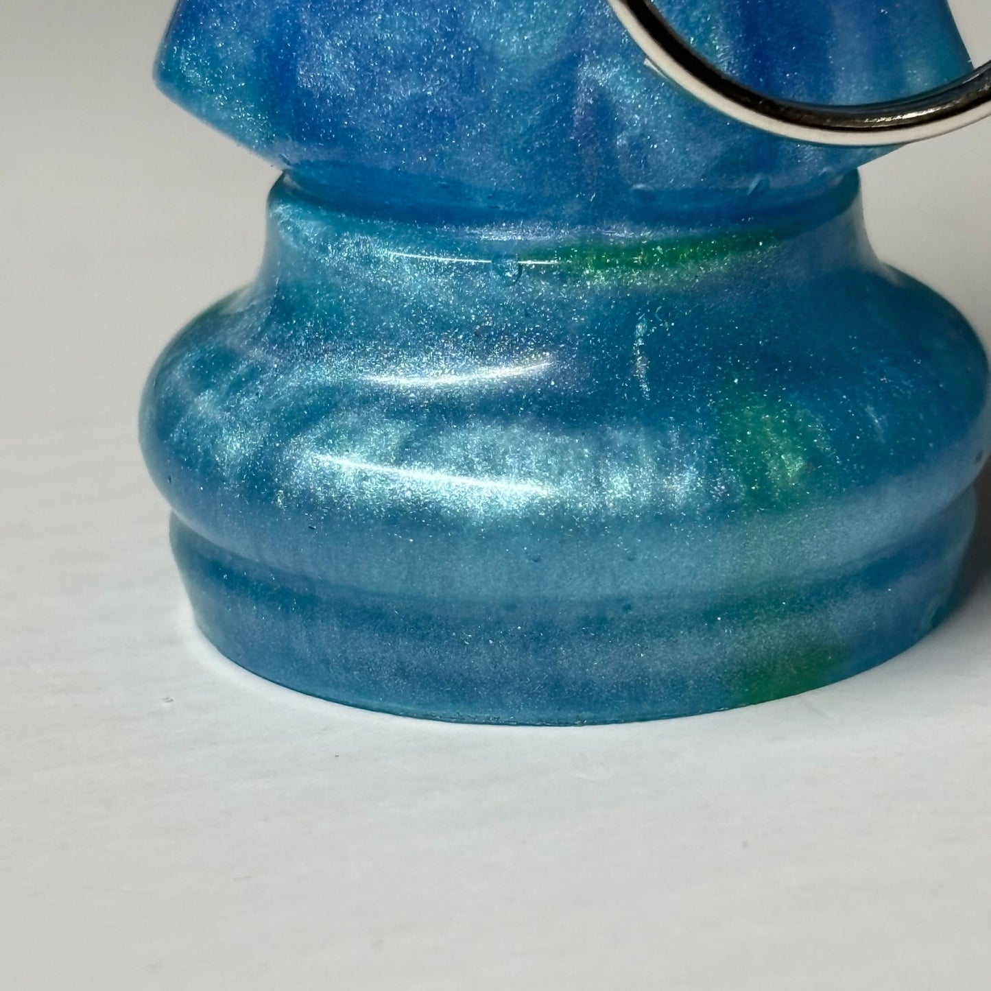 Green/Blue Enmeshed Knight - Handmade Resin Keychain - Large Edition