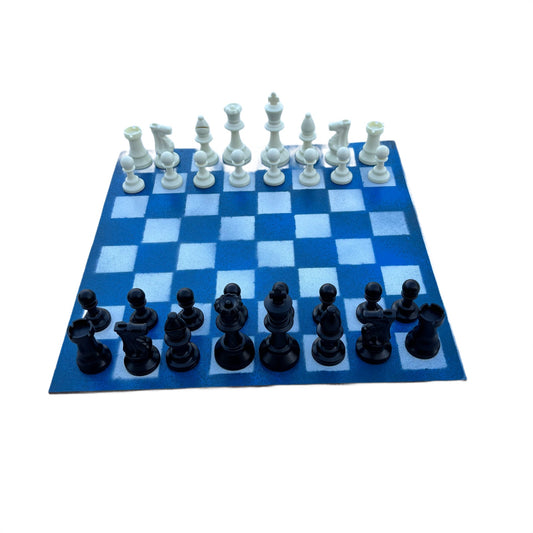 Simple Blue - Painted Chess Set