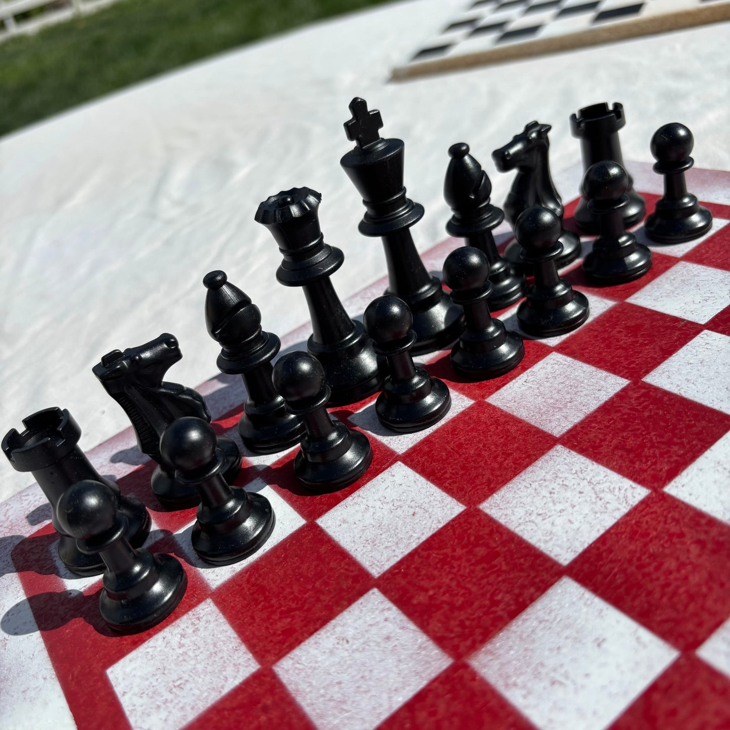 Red & White - Painted Chess Set
