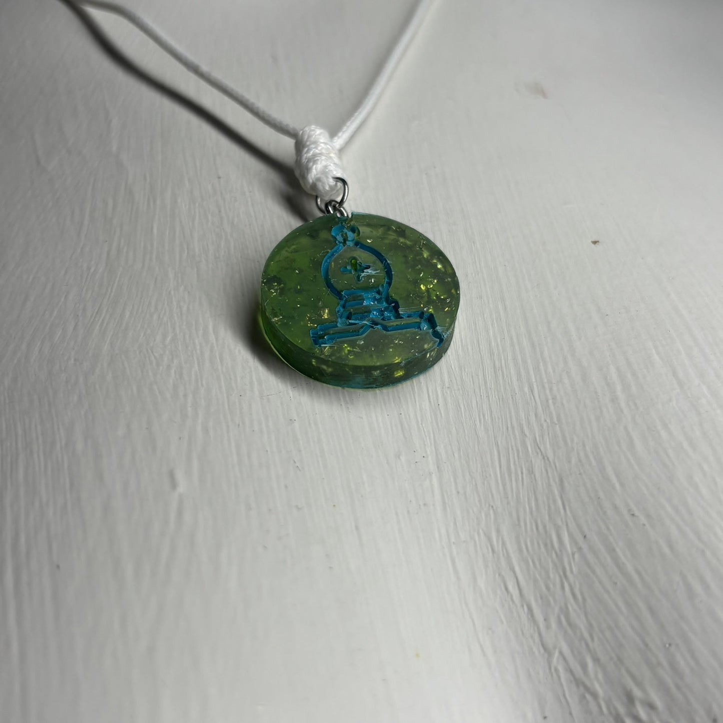 Glittered Green Bishop - Handmade Resin Chess Necklace
