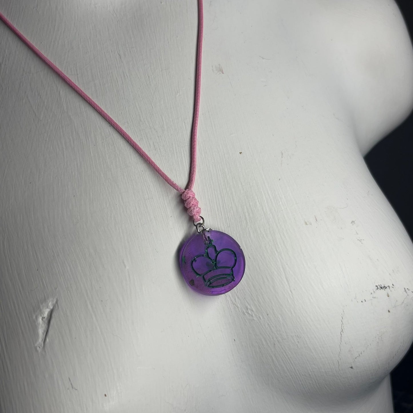 Royal Purple King - Handmade Resin Chess Necklace