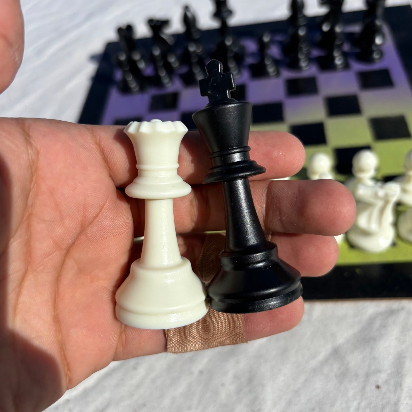 Green & Purple - Painted Chess Set