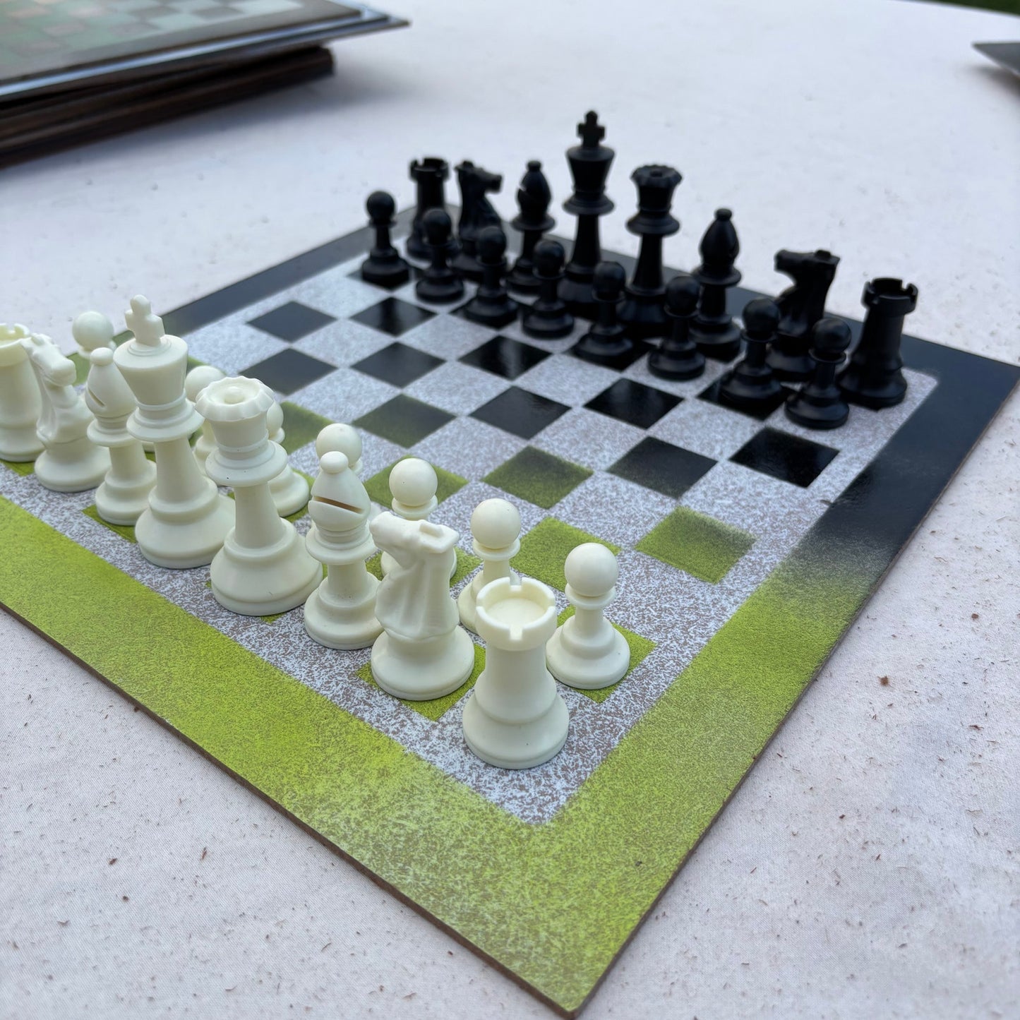 Lime Green & Black - Painted Chess Set