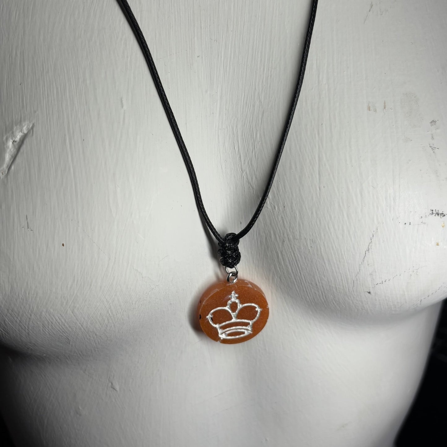 Volcanic Orange King - Handmade Resin Chess Necklace