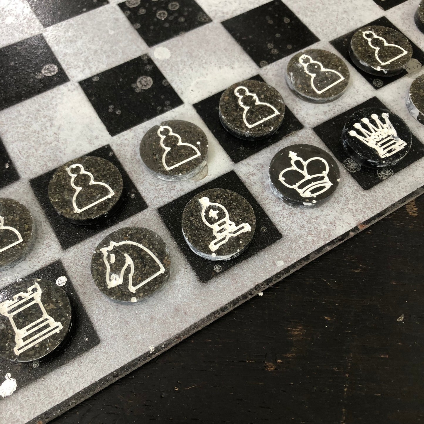 Gray Chrome - Painted Chess Set