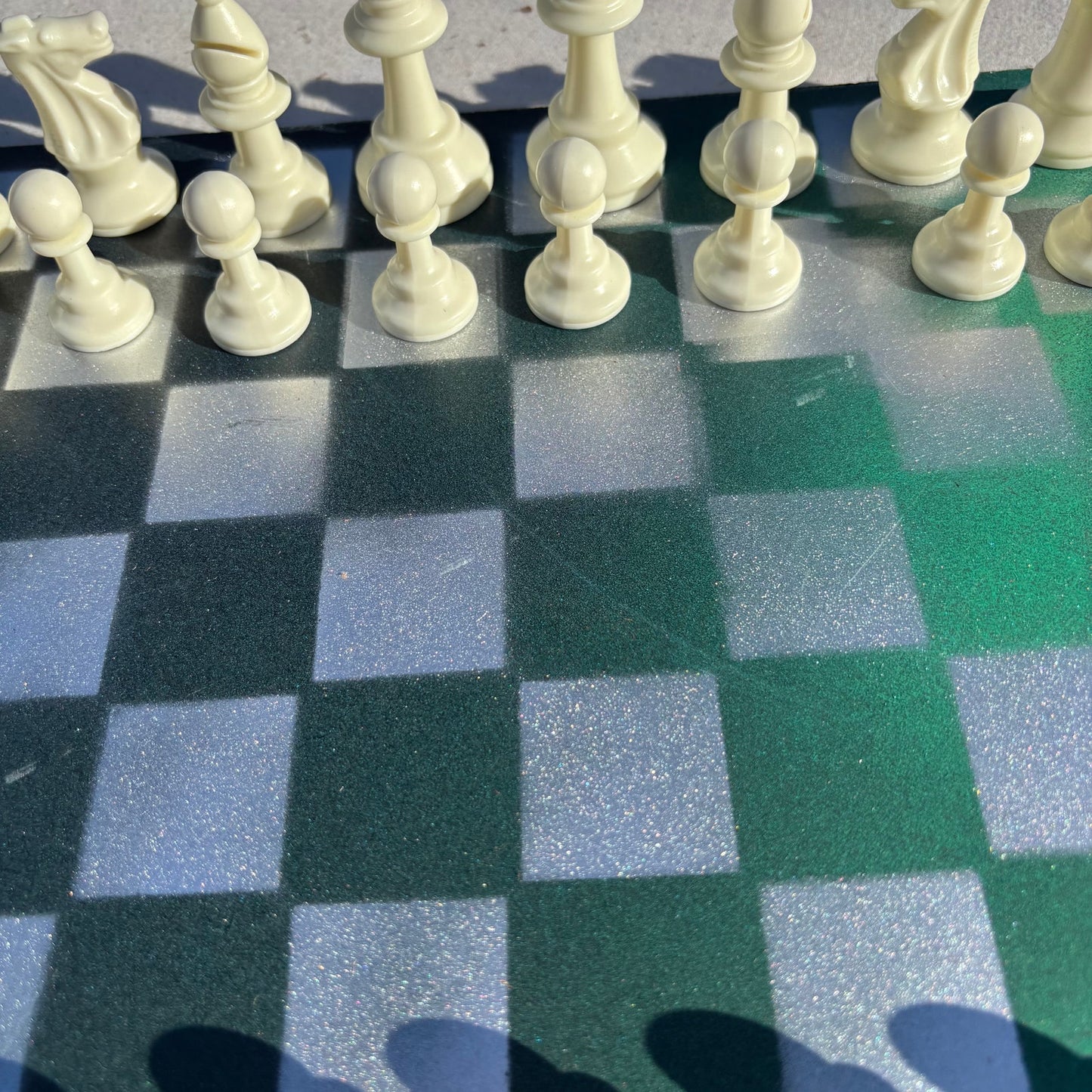 Chrome Green - Painted Chess Set
