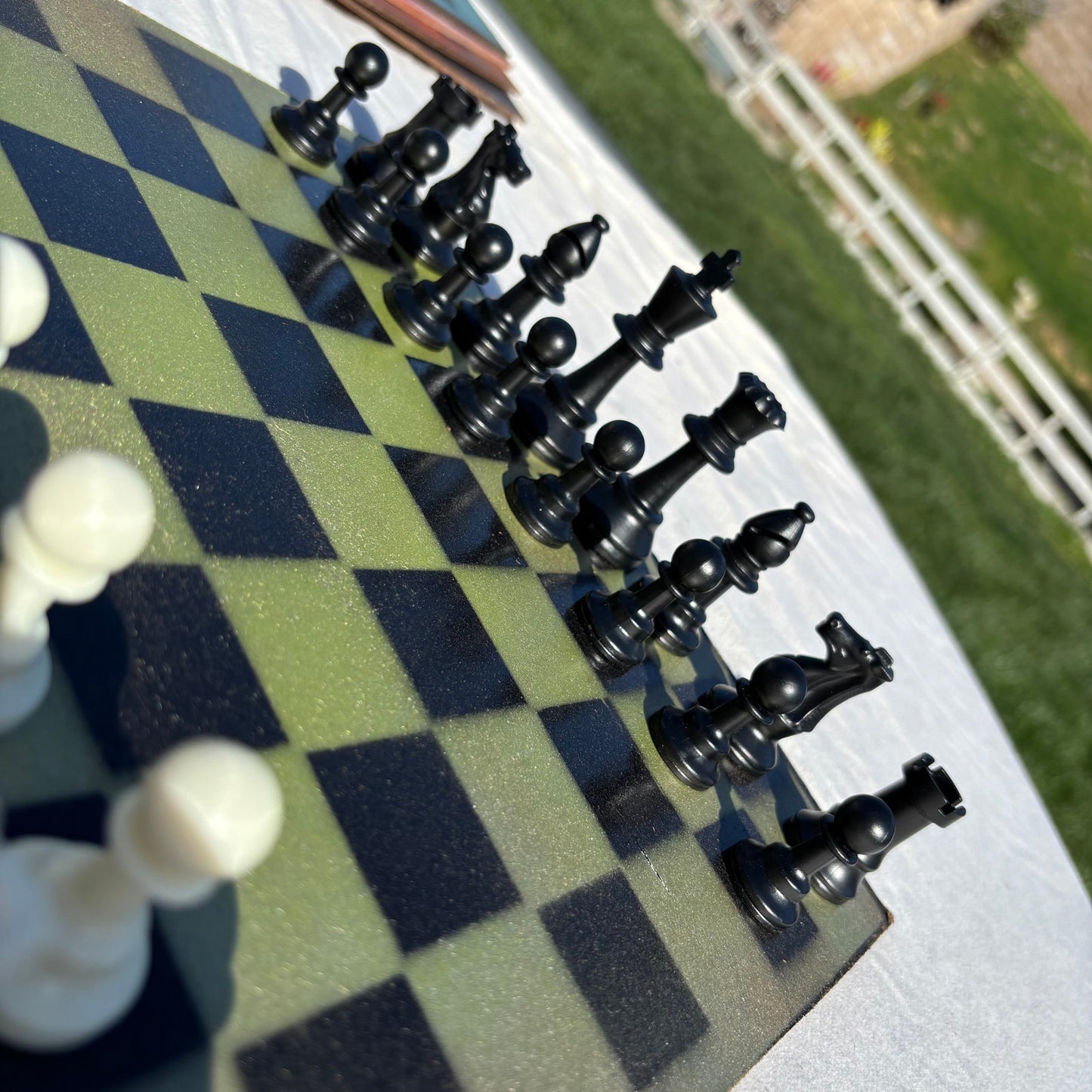Dirty Green - Painted Chess Set