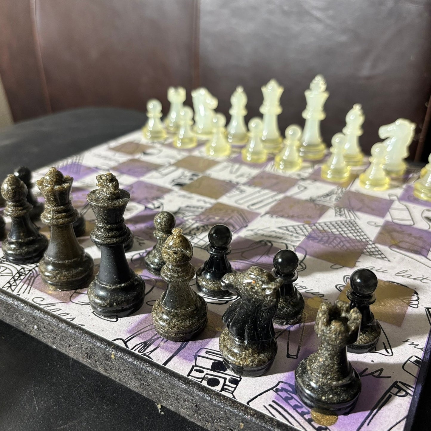 Fashionable Purple - Scrapbook Chess Set